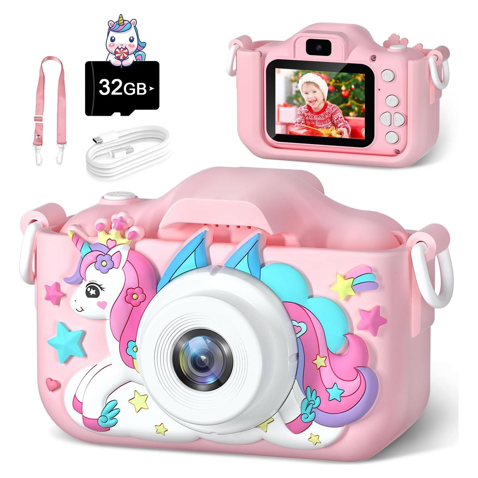 Cámara Digital para Niños Anesky B02 Rosa 1080P HD 32GB