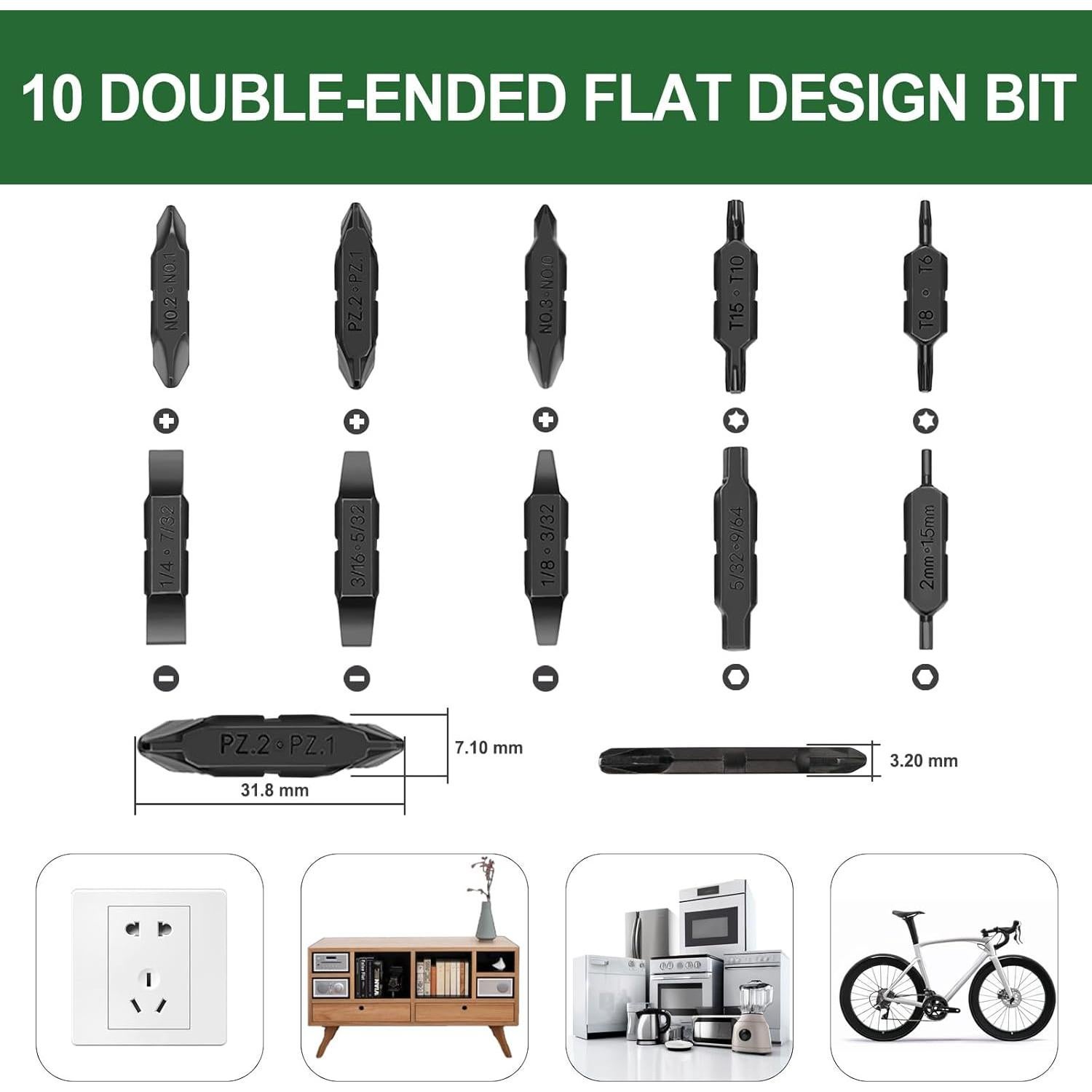 Kit de Puntas NexTool E1 - 10 Puntas Doble Extremo de Acero S2