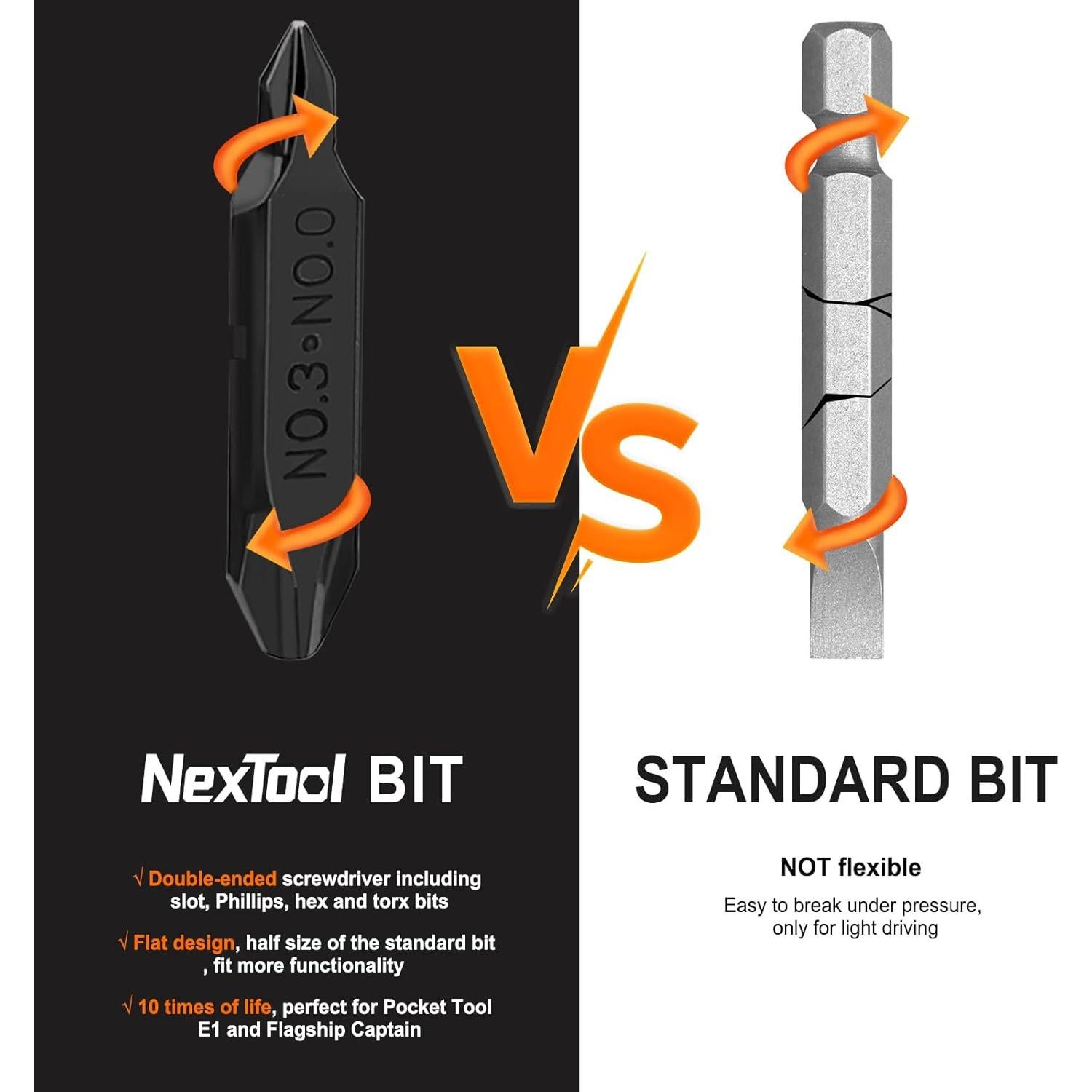 Kit de Puntas NexTool E1 - 10 Puntas Doble Extremo de Acero S2