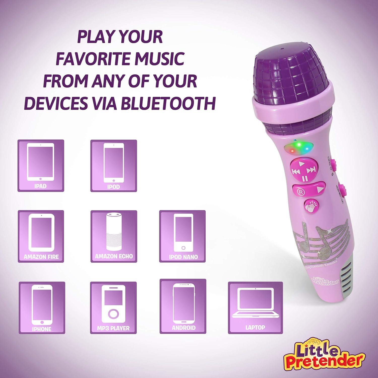 Micrófono Karaoke Bluetooth para Niños LP-2508 - Rosa y Morado