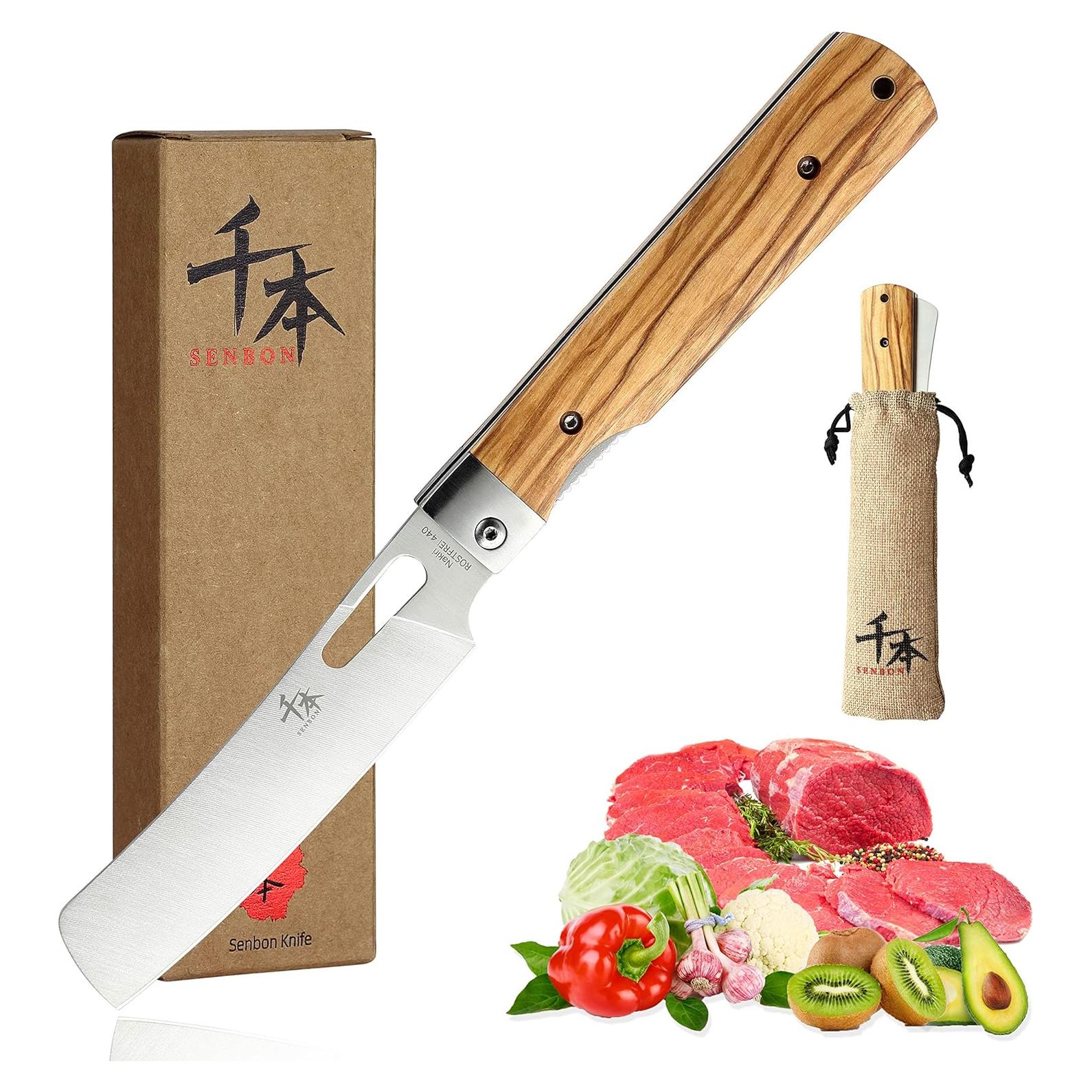 Cuchillo de Chef Plegable SENBON de Acero Inoxidable 440A