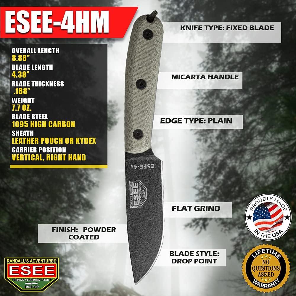Cuchillo ESEE-4HM Hoja Fija Acero 1095 Micarta 22.5 cm