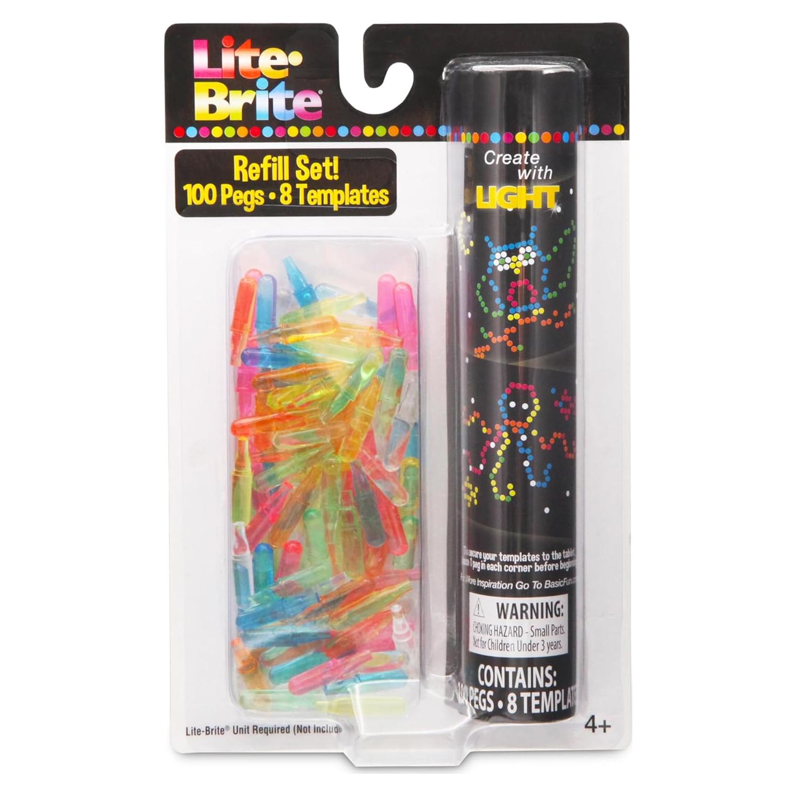 Paquete de Recarga Lite-Brite con 100 Clavijas y 8 Plantillas