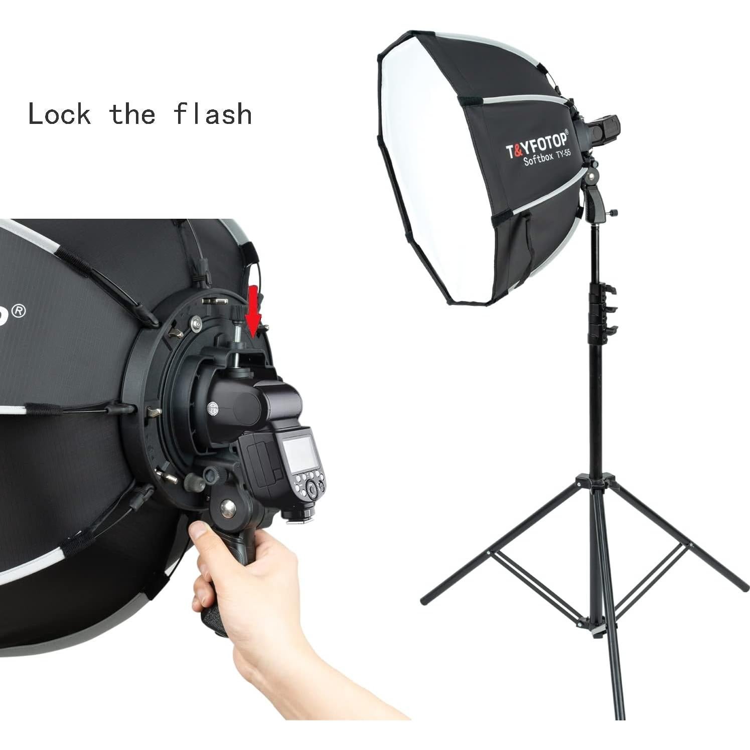 Softbox Octagonal 55cm T&YFOTOP con Soporte Tipo S y Funda