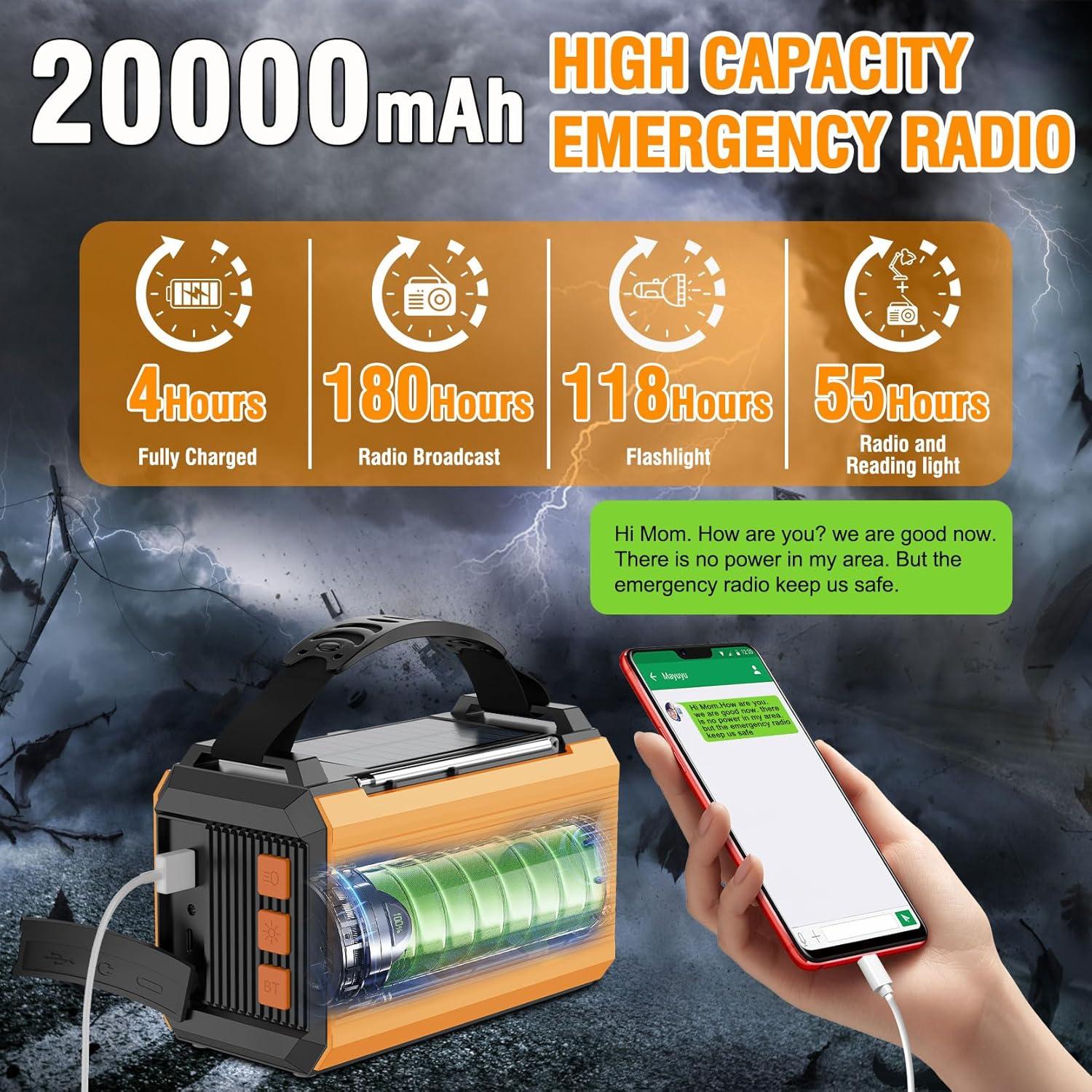 Radio Meteorológica de Emergencia COAOOIX 20000mAh AM/FM NOAA
