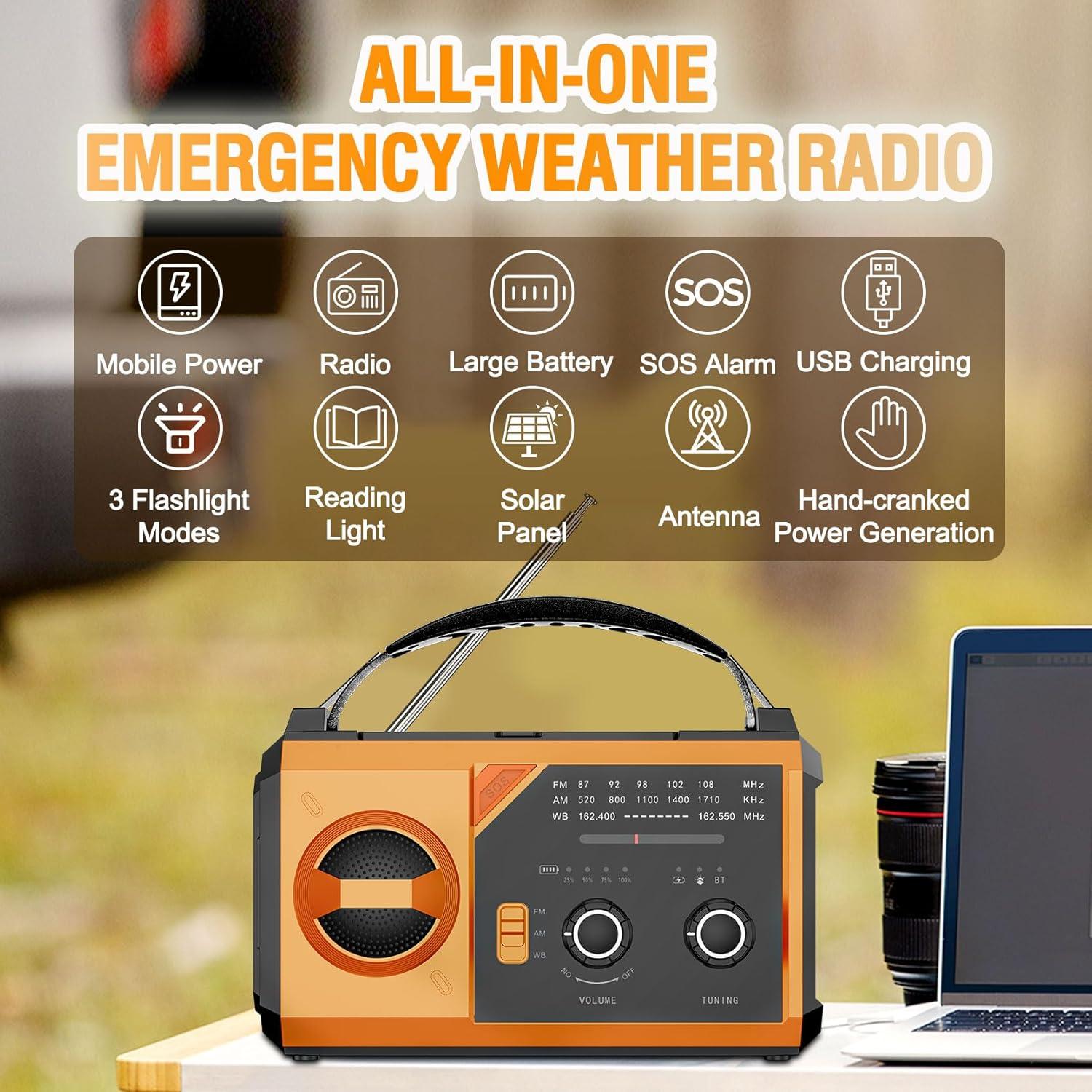 Radio Meteorológica de Emergencia COAOOIX 20000mAh AM/FM NOAA