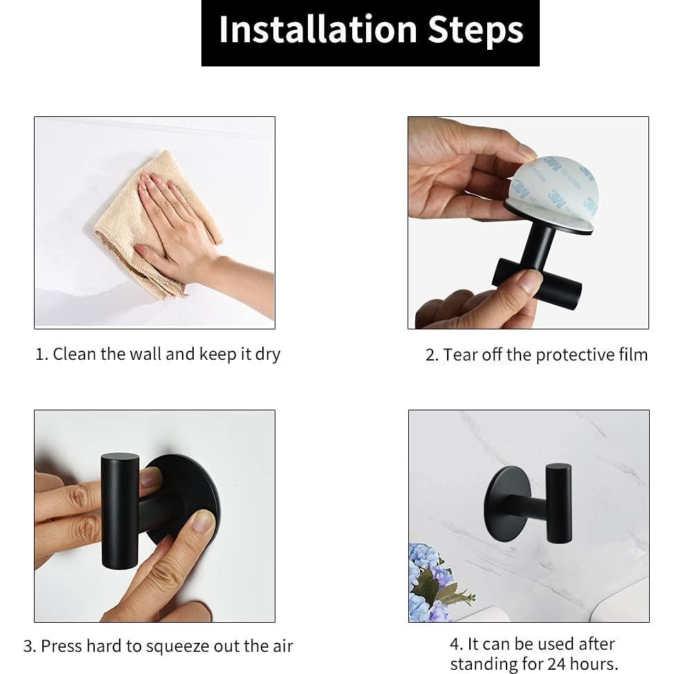 Gancho de Toalla Autoadhesivo Vuzvuv Negro Mate 2 Pcs