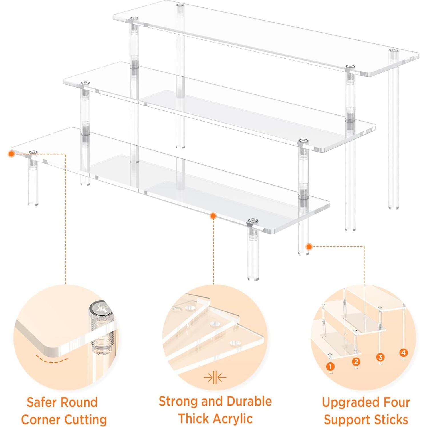 Soporte de exhibición acrílico 3 niveles para cupcakes y perfumes