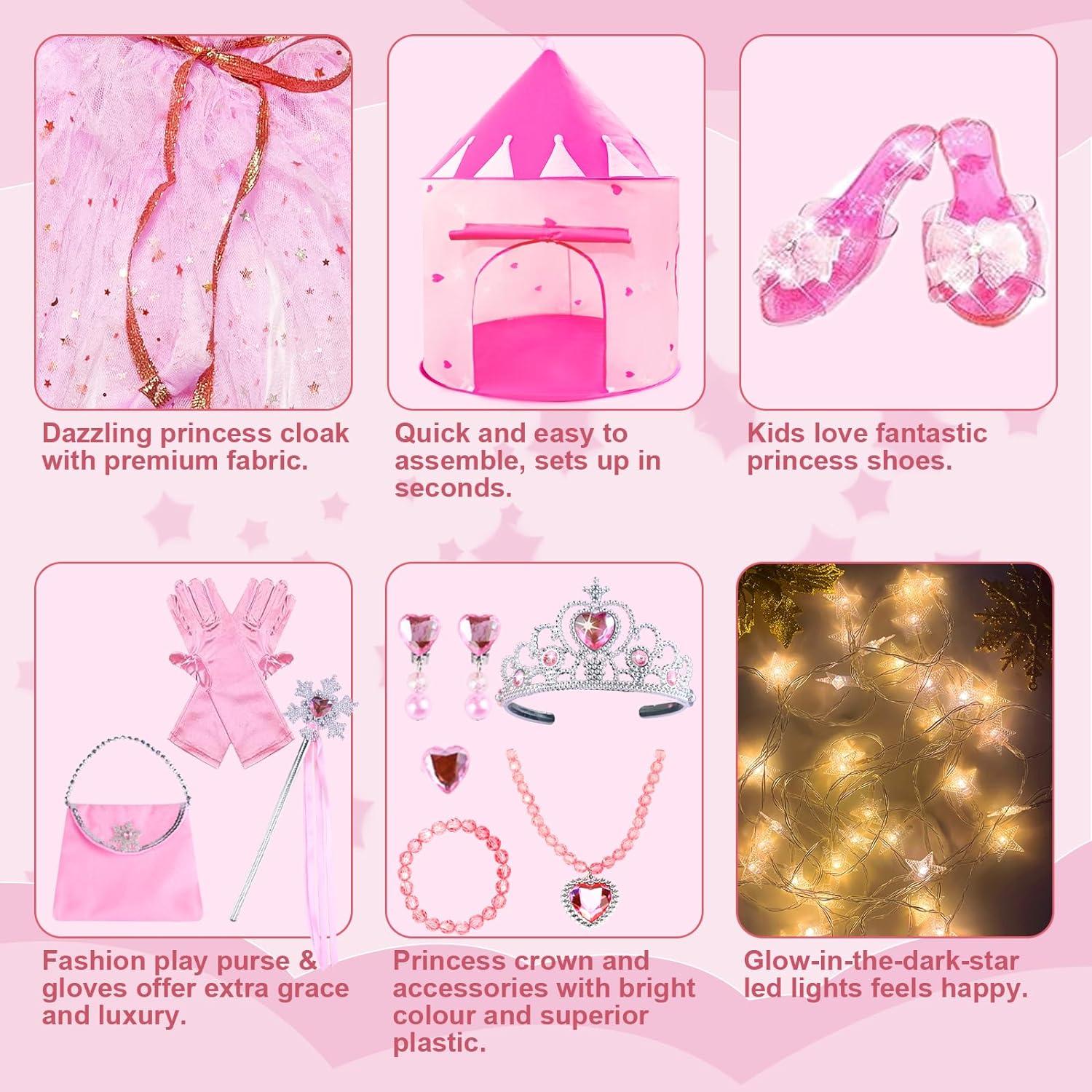 Tienda de Juego Castillo de Princesa WTOR 15 Piezas Rosa