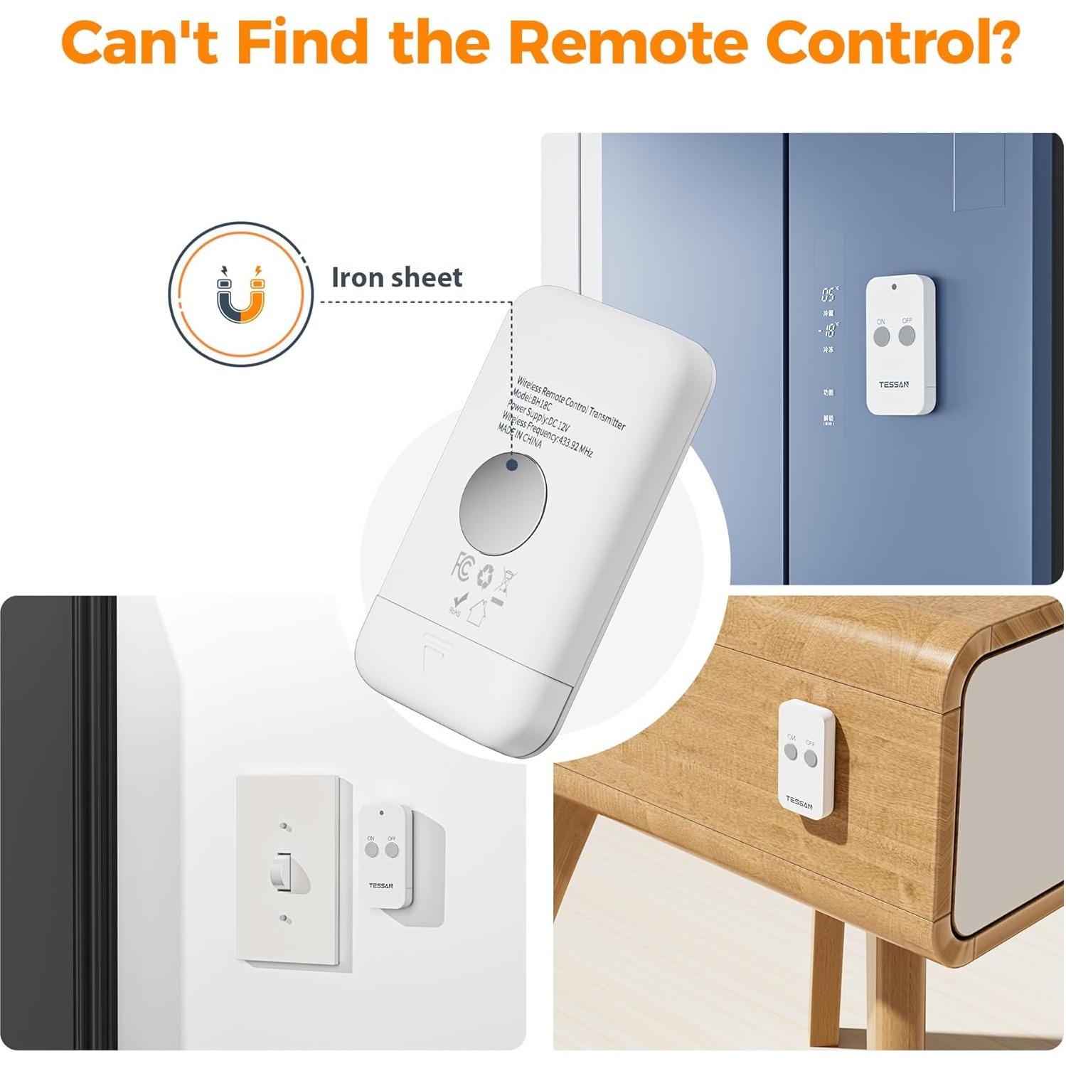 Enchufe de Control Remoto TESSAN 1250W 100ft Inalámbrico