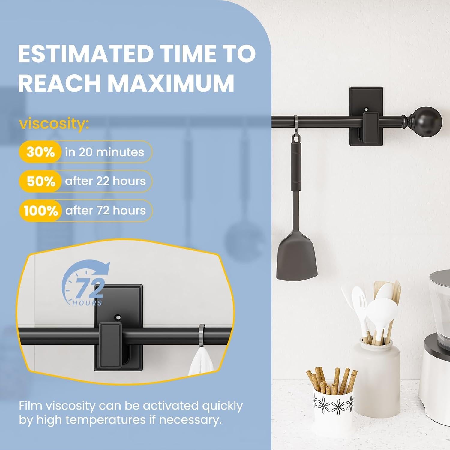 Soportes de Varilla de Cortina Autoadhesivos TKZTKZ 2PCS Negro