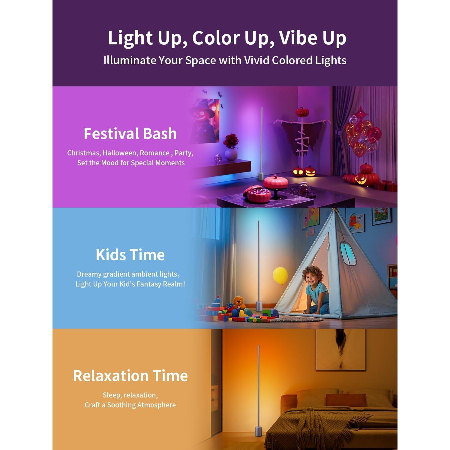 Lámpara de Esquina LED Ailofy 1500lm RGBW Control App Alexa