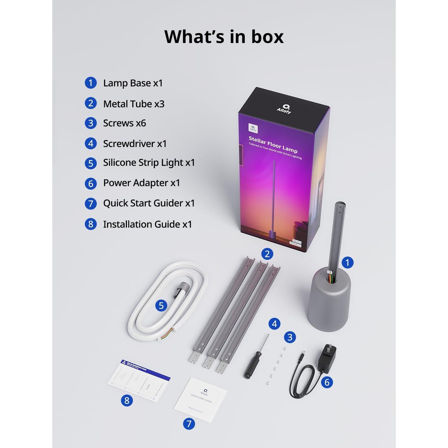 Lámpara de Esquina LED Ailofy 1500lm RGBW Control App Alexa