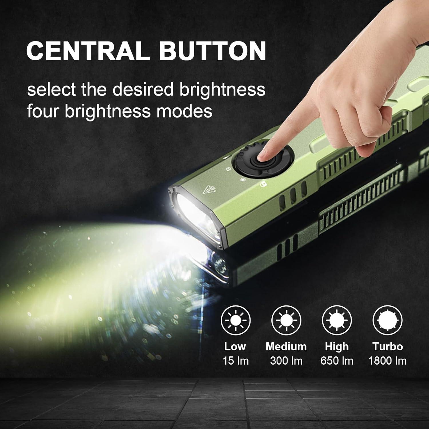 Linterna de bolsillo JETBeam E26, 1800 lúmenes, USB-C, luz UV