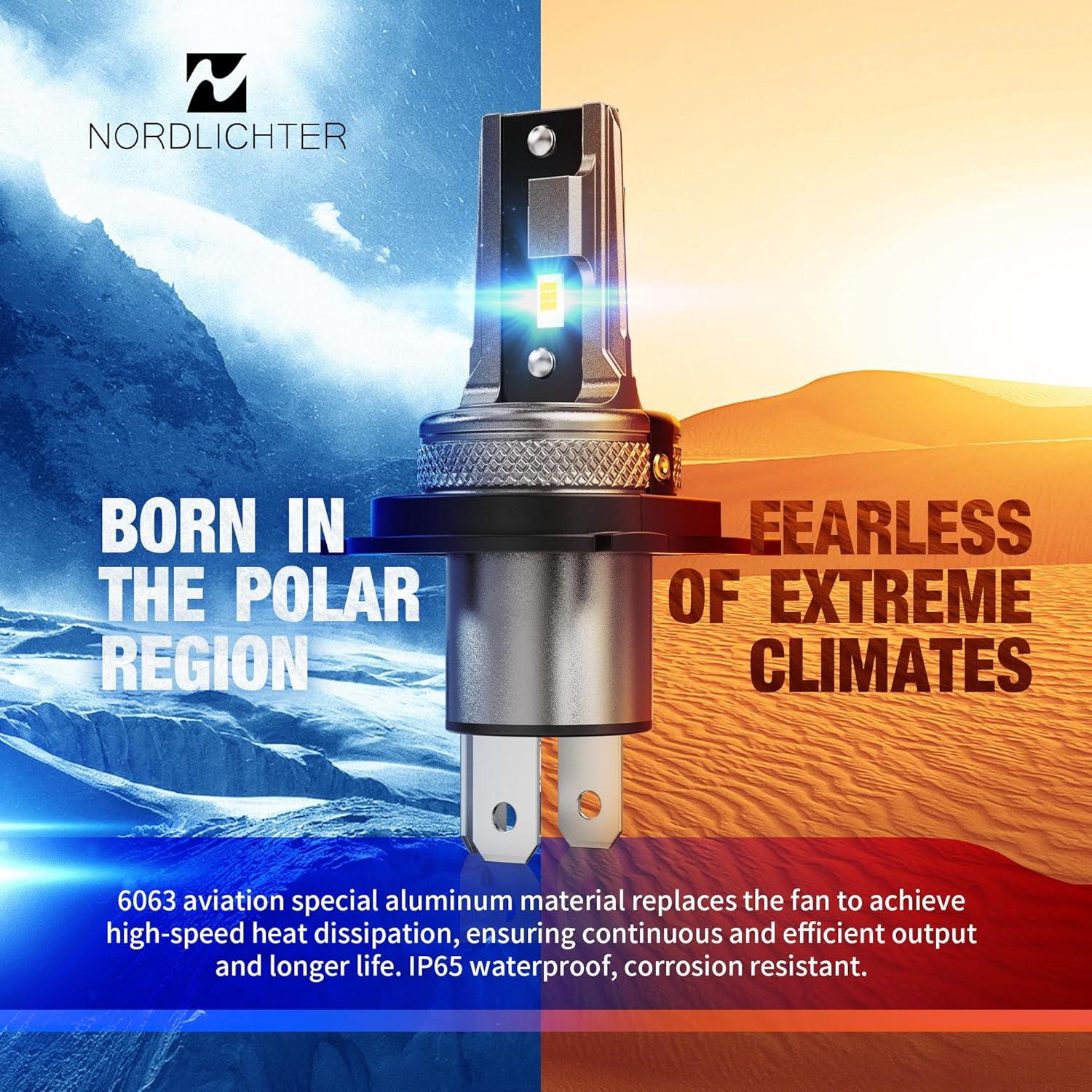 Bombillas H4 9003 N NORDLICHTER Luz de Niebla 6500K 2 Piezas