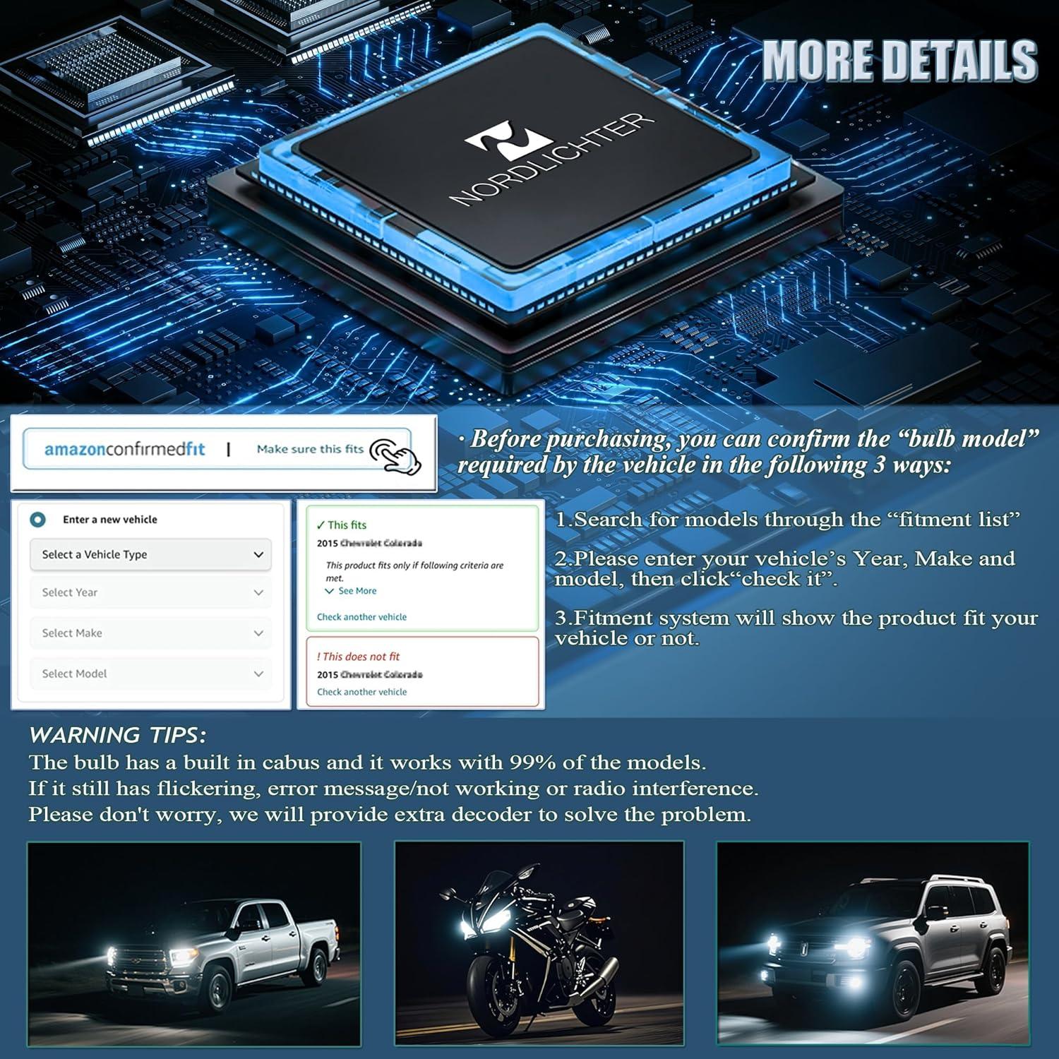 Bombillas H4 9003 N NORDLICHTER Luz de Niebla 6500K 2 Piezas