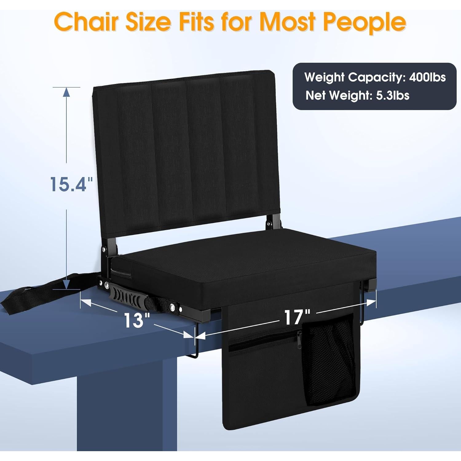 Asiento de Estadio Halituny Plegable con Respaldo y Cojín