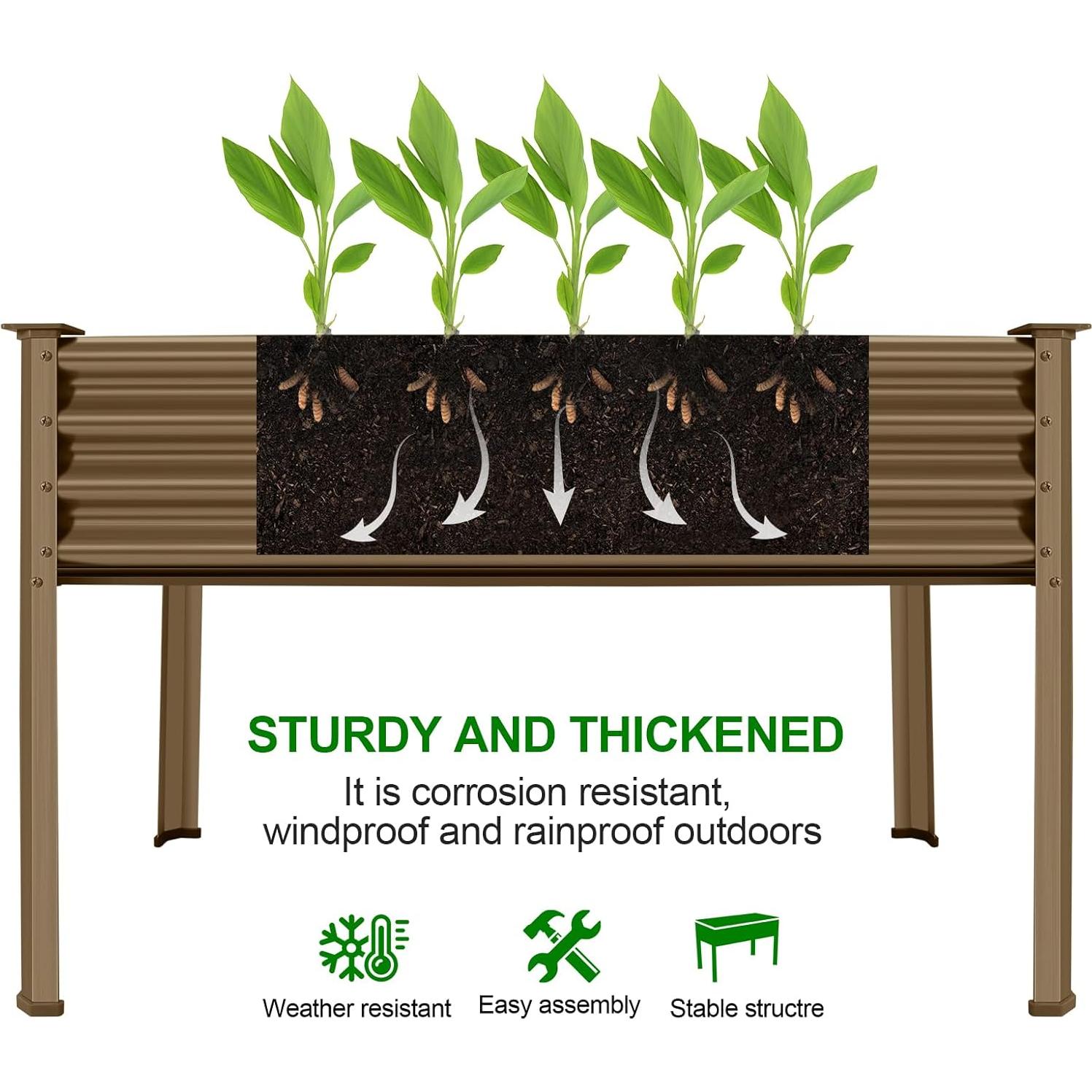 Cama de Jardín Elevada Galvanizada Land Guard 121x61x81 cm Gris