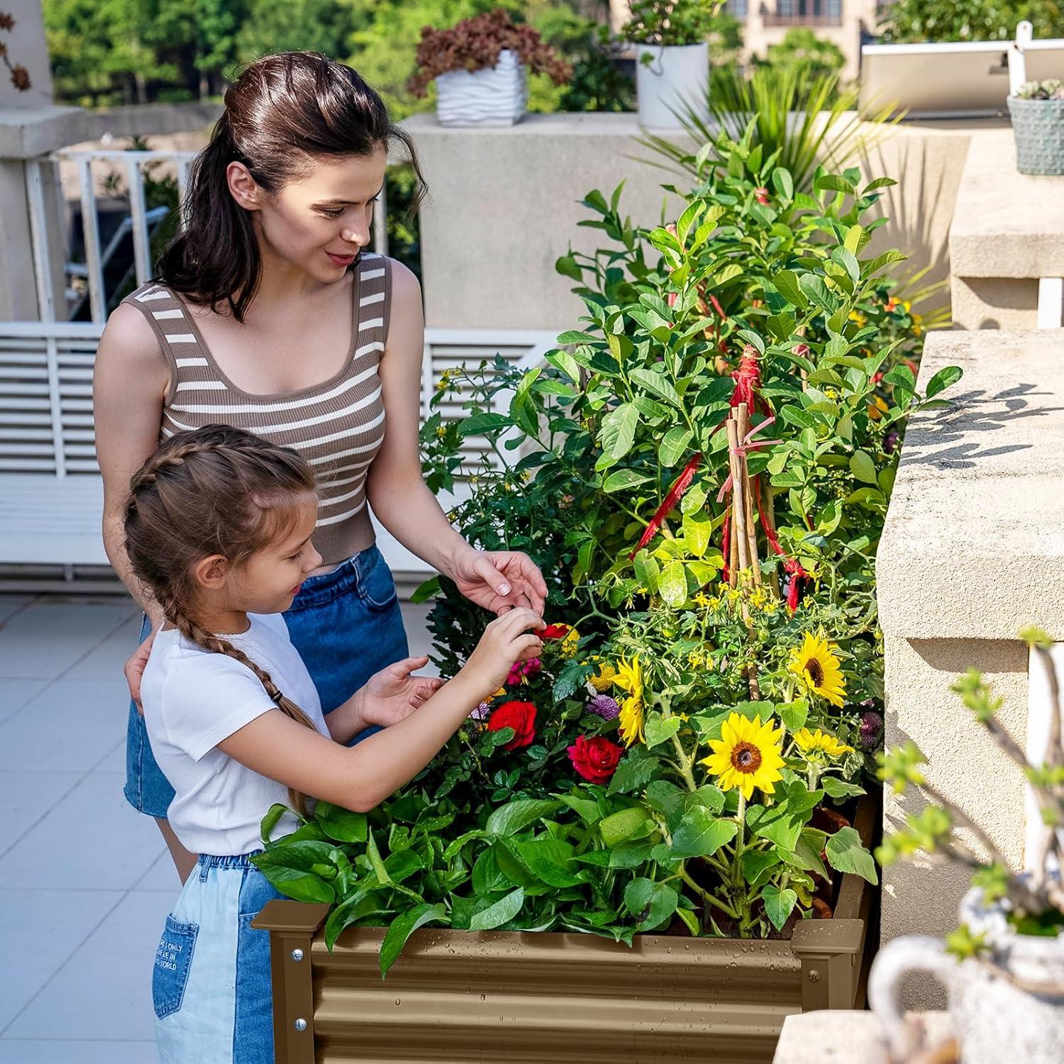 Cama de Jardín Elevada Galvanizada Land Guard 121x61x81 cm Gris