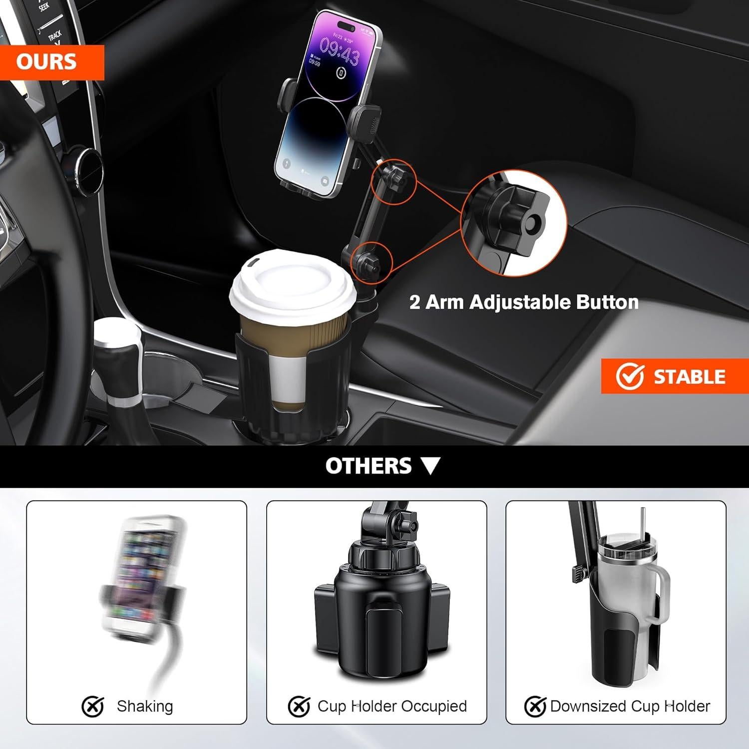 Soporte para Teléfono 2 en 1 EDKCXB para Portavasos de Coche