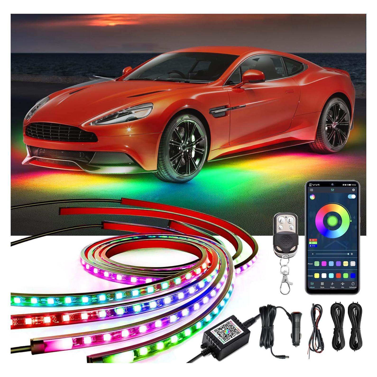 Luces de Underglow Yielinth 252 LEDs RGBIC 4 Pcs 12V