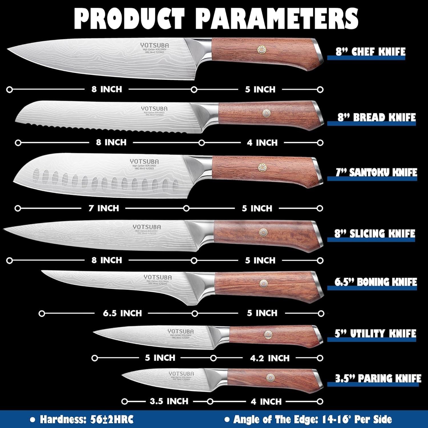 Juego de Cuchillos de Cocina YOTSUBA 7 Piezas Acero Inoxidable