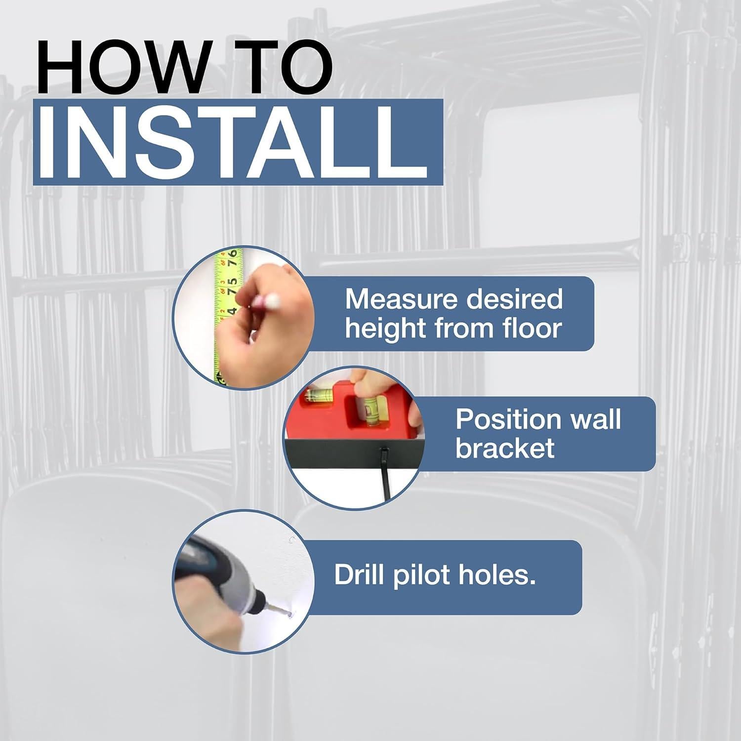 Soporte de Almacenamiento para Sillas Plegables StoreYourBoard - 2 Unidades, Soporta 90.7 kg
