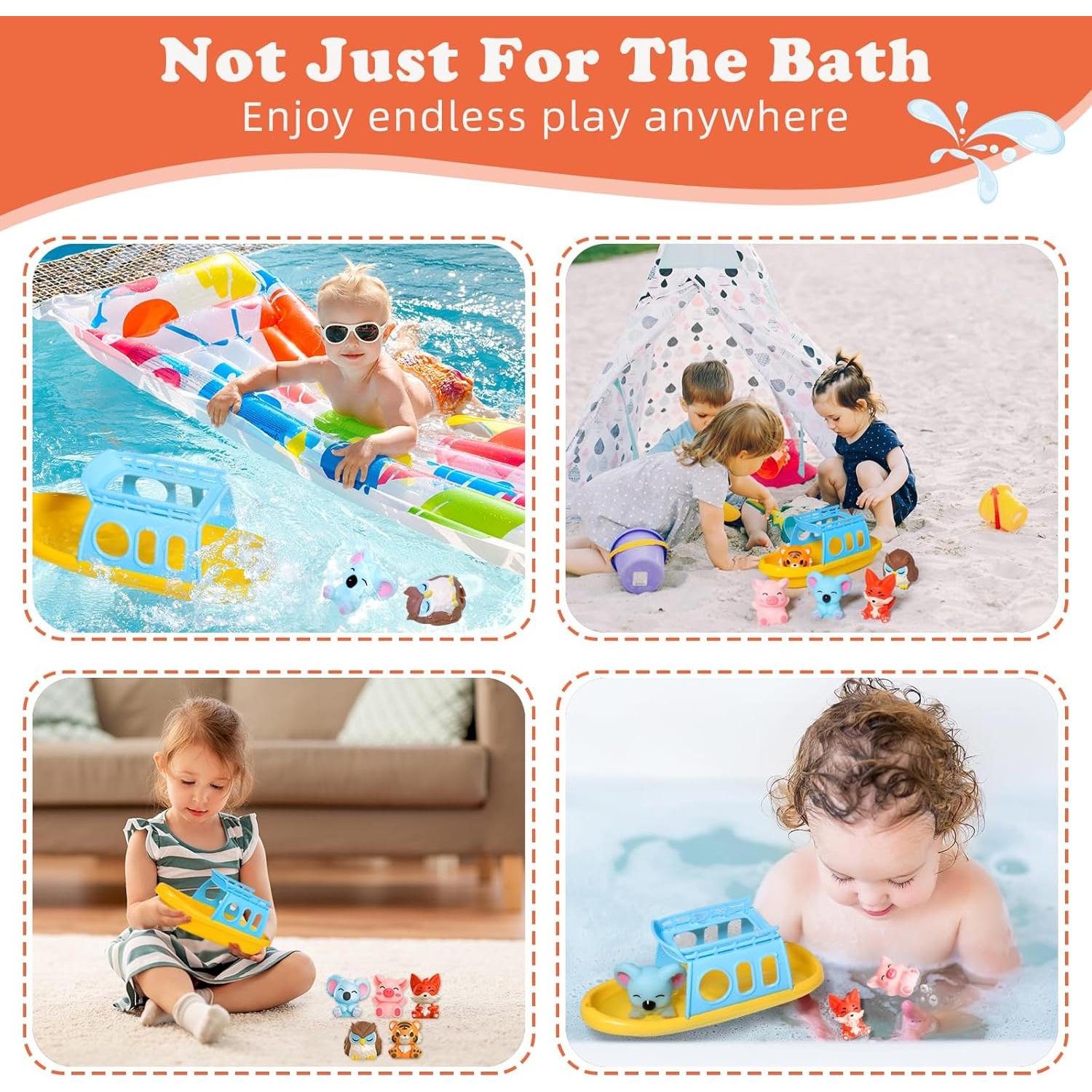 Set de Juguetes de Baño Oriate con Barco y 5 Títeres de Dedo