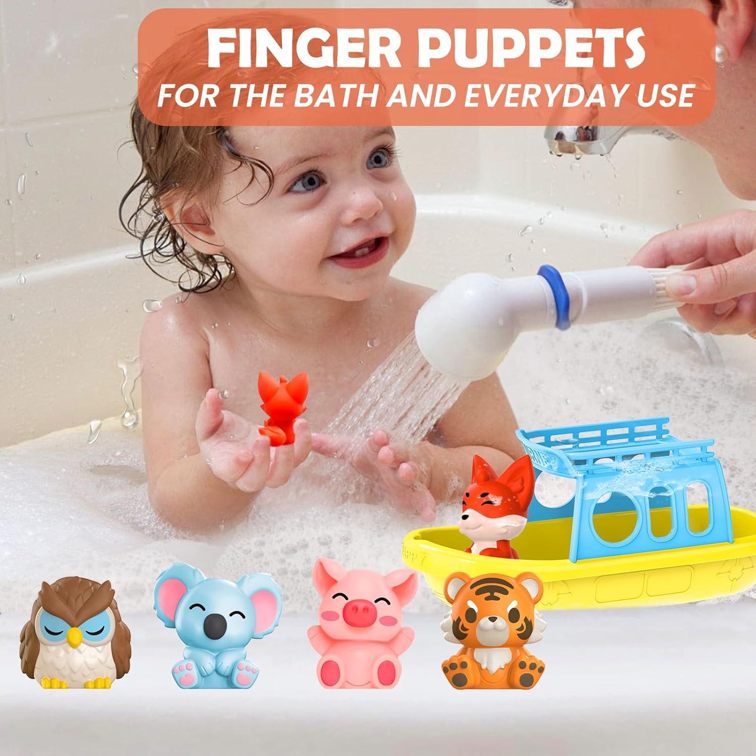 Set de Juguetes de Baño Oriate con Barco y 5 Títeres de Dedo