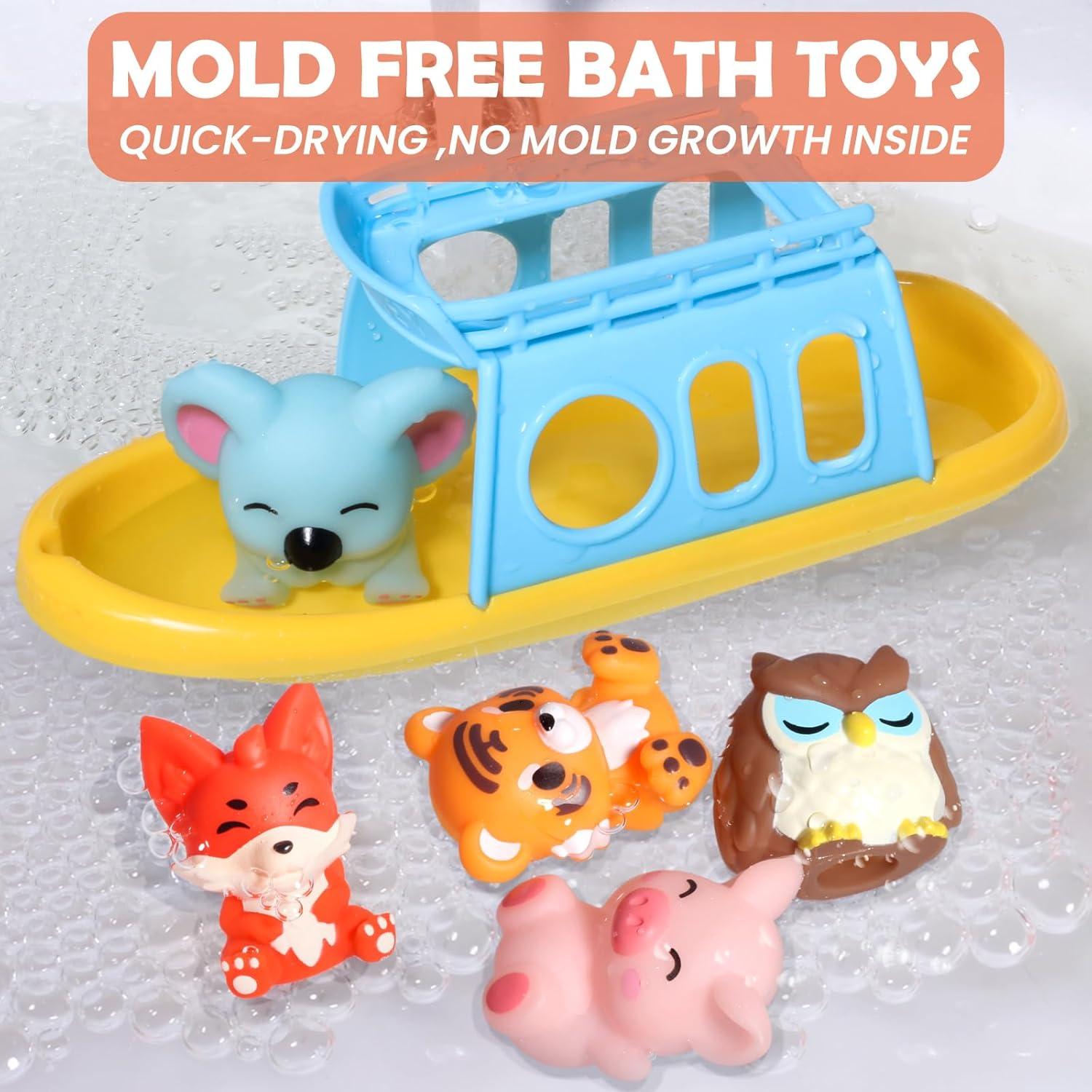 Set de Juguetes de Baño Oriate con Barco y 5 Títeres de Dedo