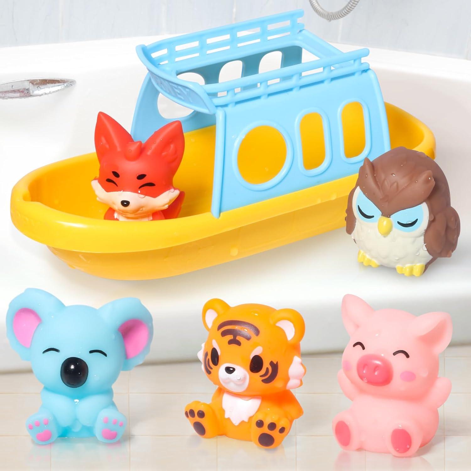 Set de Juguetes de Baño Oriate con Barco y 5 Títeres de Dedo