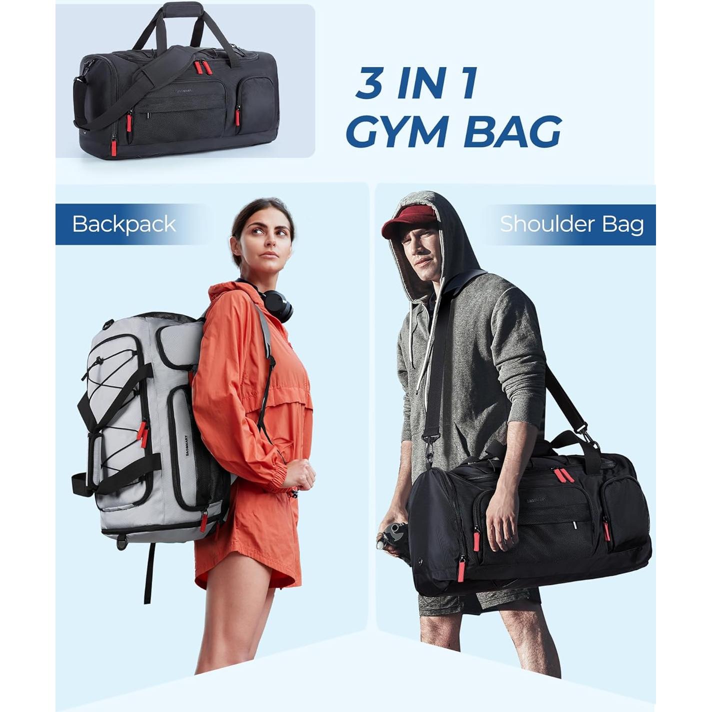 Bolsa de Gimnasio BAGSMART 35L Unisex con Compartimentos
