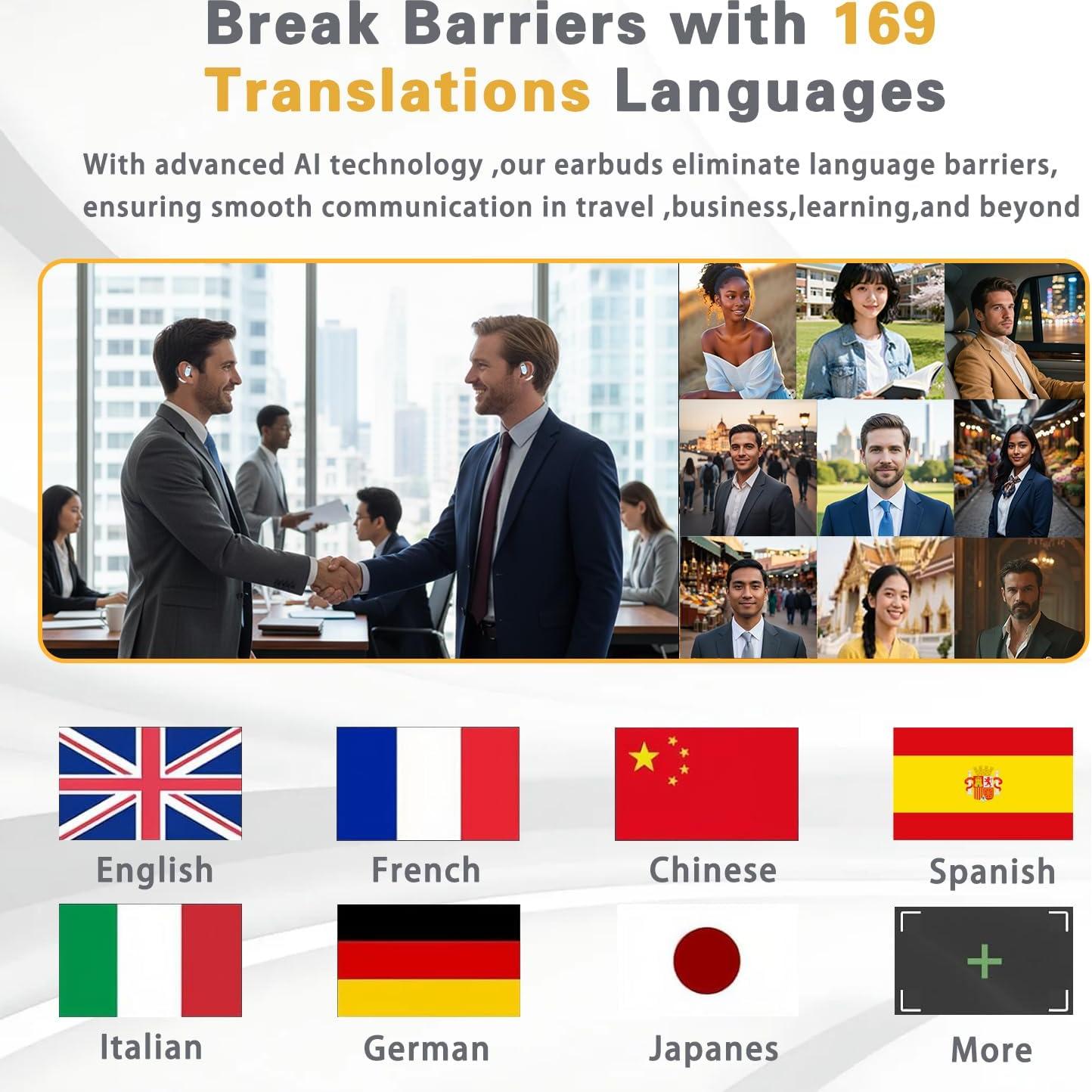 Auriculares Traductores AI Merryking MK004, 169 Idiomas, HD