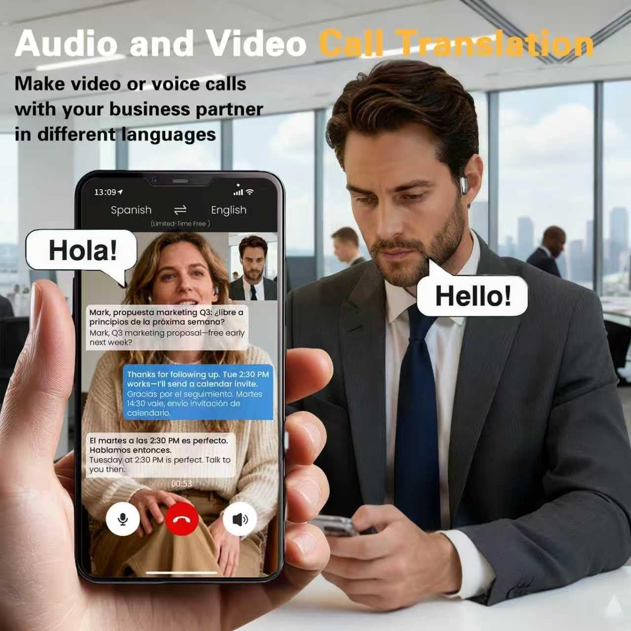 Auriculares Traductores AI Merryking MK004, 169 Idiomas, HD