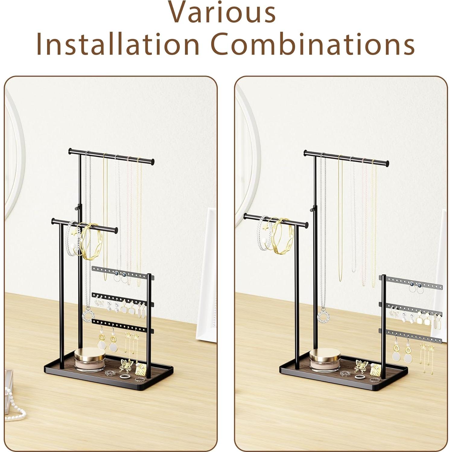 Soporte Organizador de Joyería Susswiff Ajustable 31.8-44.5 cm Metal Negro