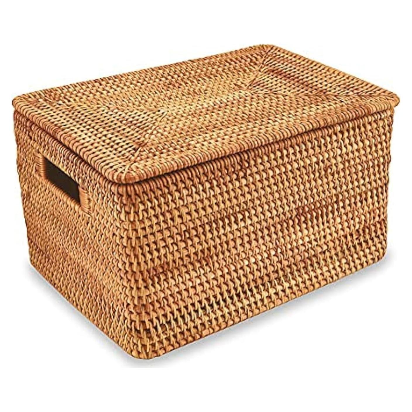 Cesta de Ratan con Tapa FIYAMMY 38.9x29x24.1 cm Apilable