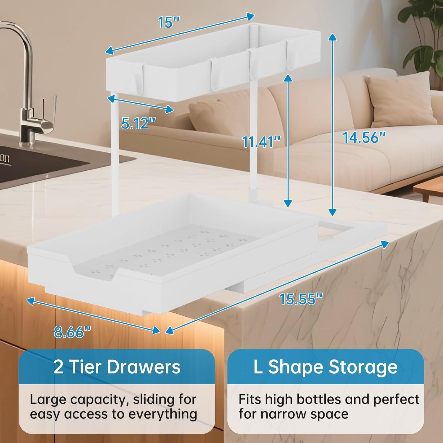 Organizador de Bajo Fregadero Nature's Source L Blanco 1 Paquete