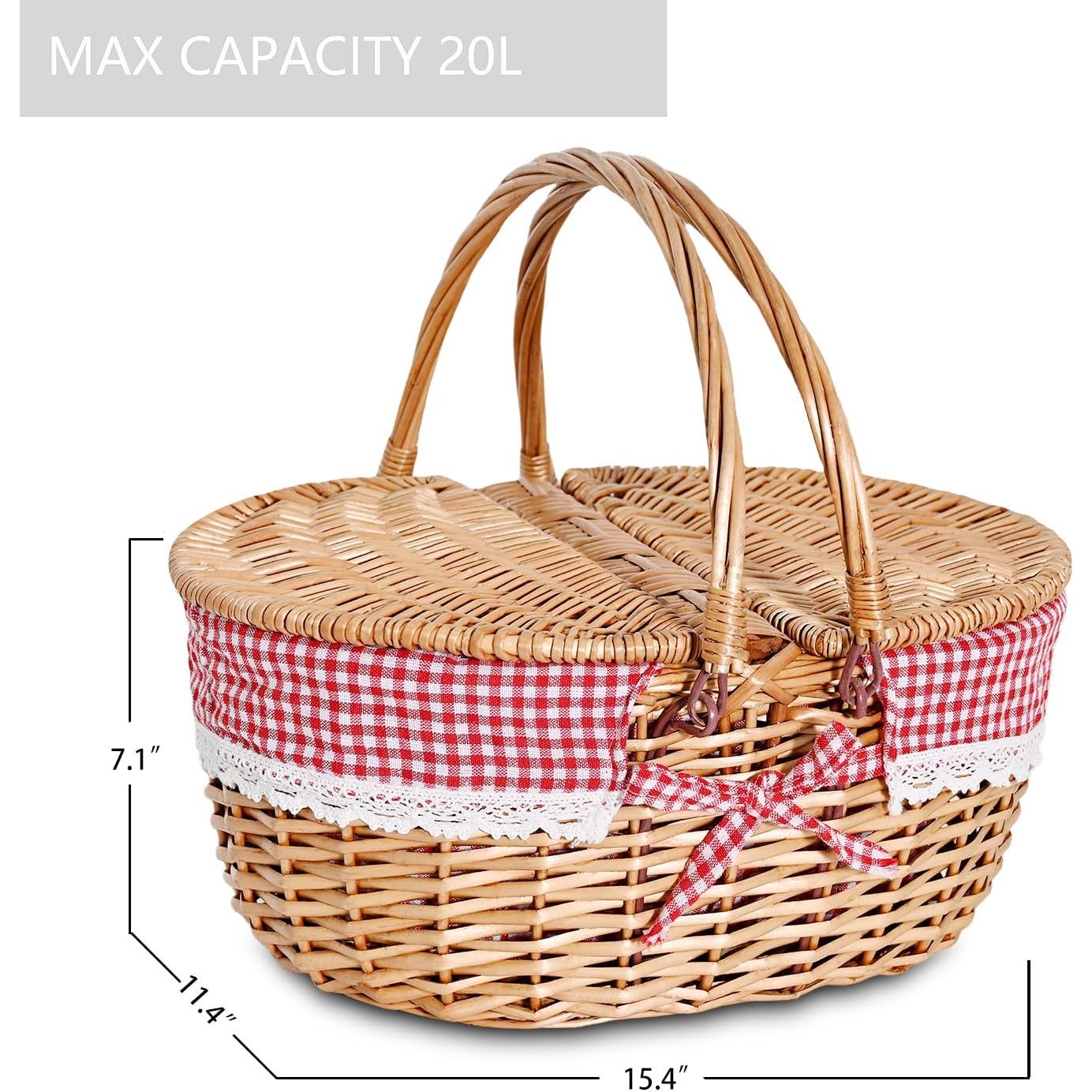 Cesta de Picnic de Mimbre SatisInside 20L A Cuadros