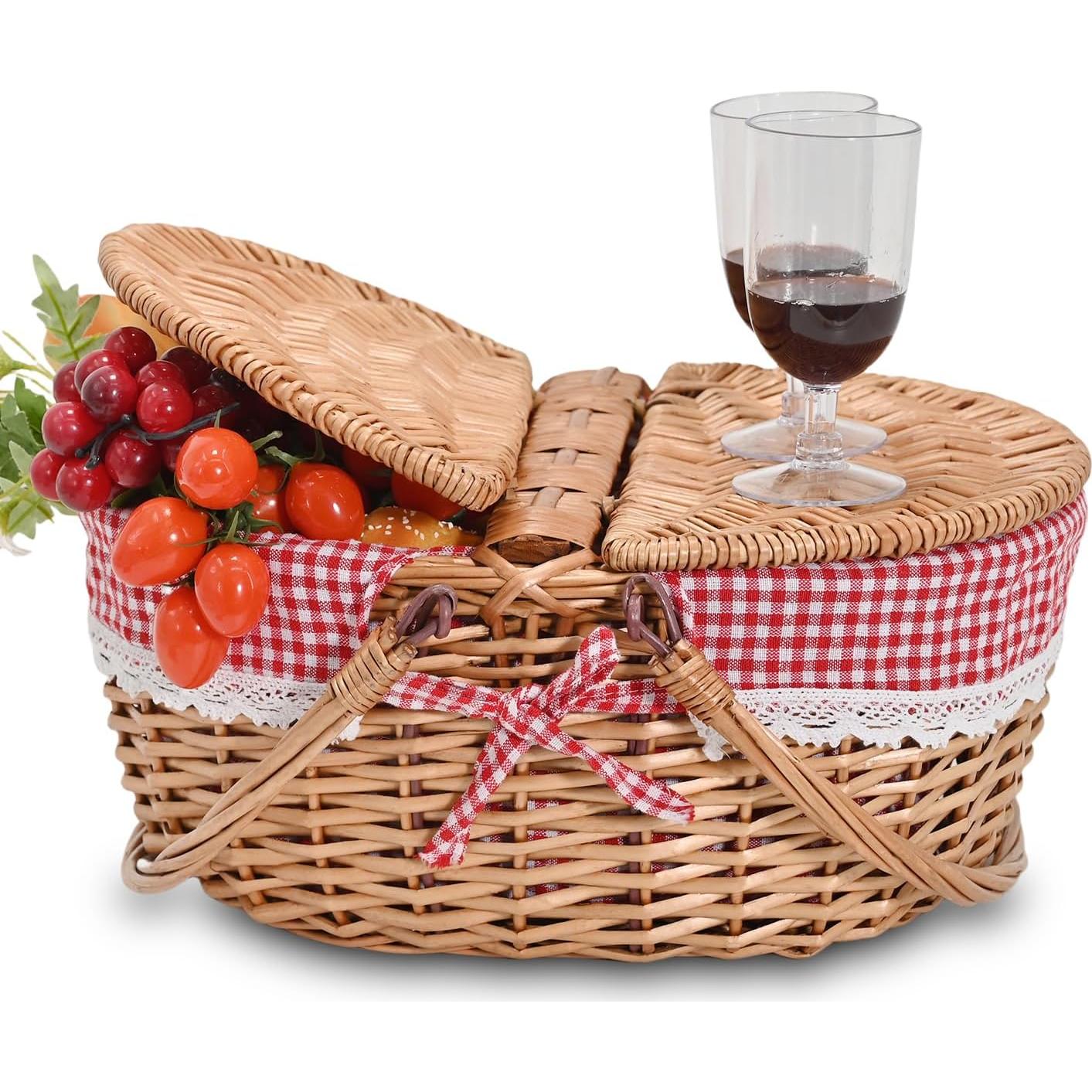 Cesta de Picnic de Mimbre SatisInside 20L A Cuadros