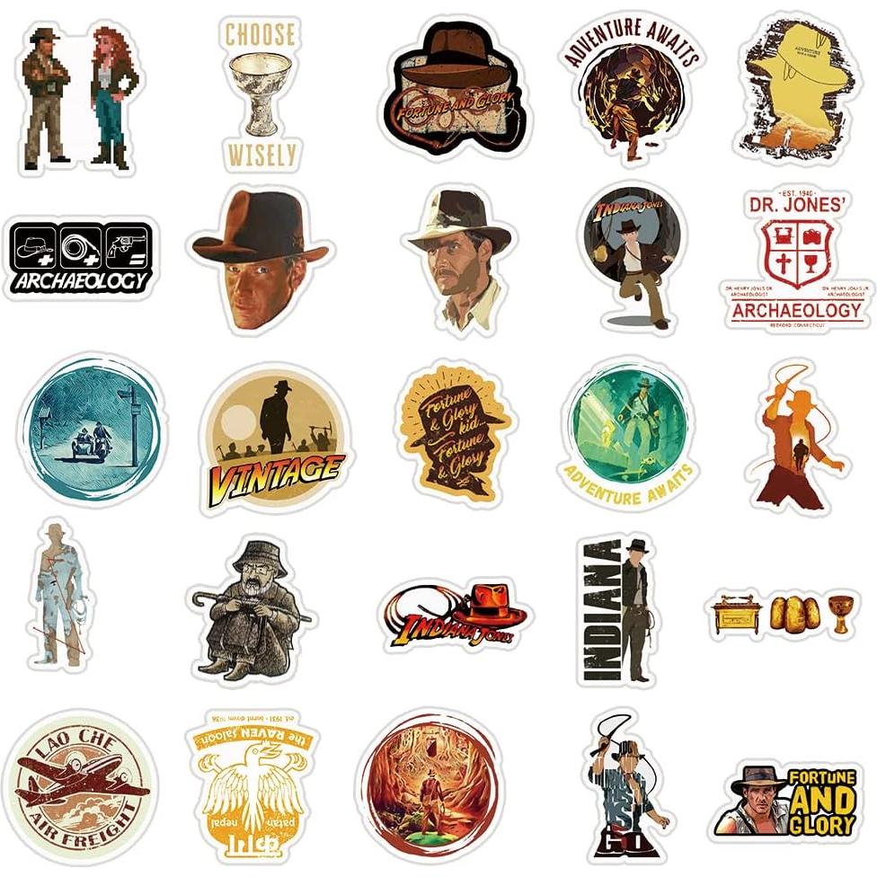 Pack de 51 Stickers Indiana Jones | Vinilo Impermeable