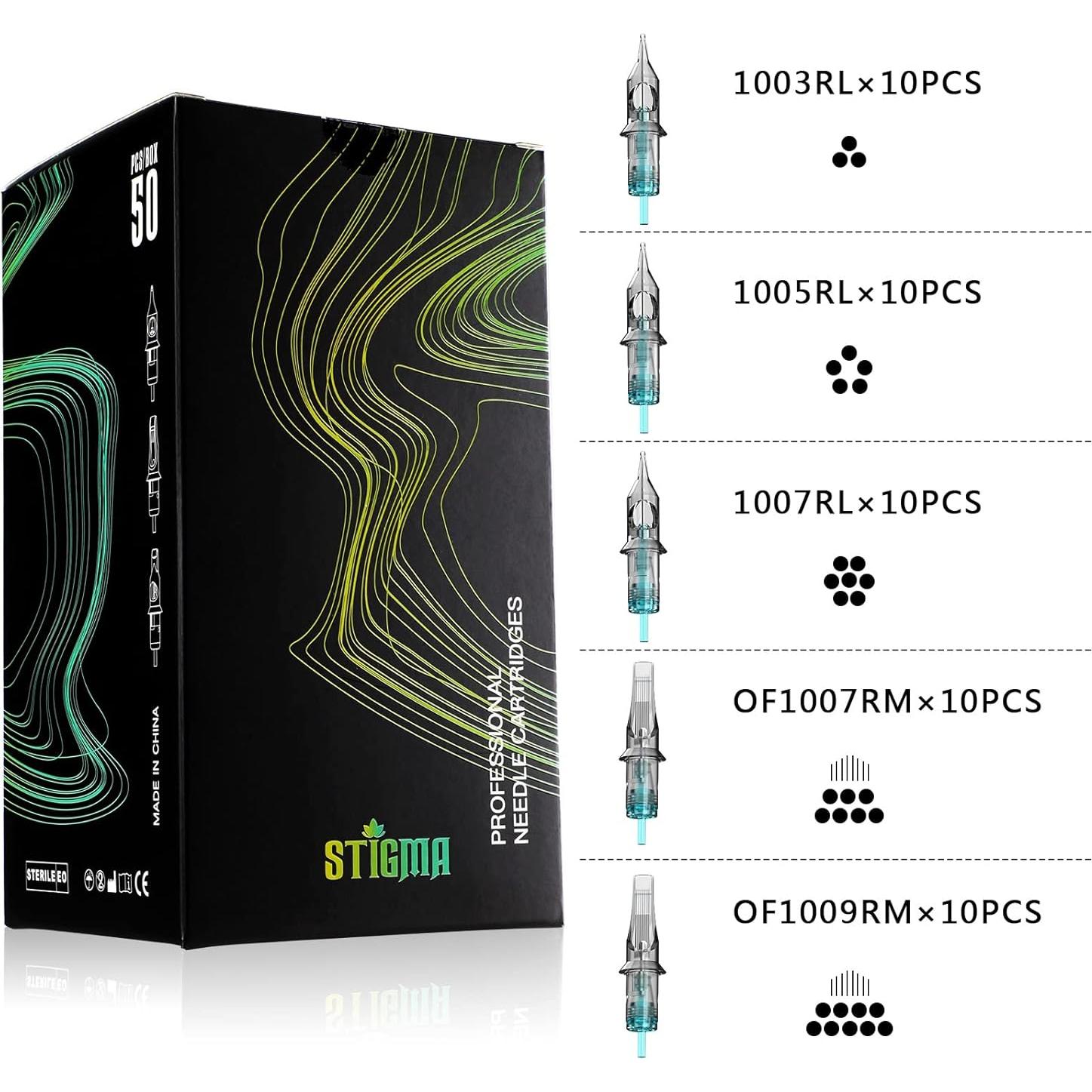 Agujas de Tatuaje Cartuchos STIGMA 50pcs Acuamarina 0.3mm