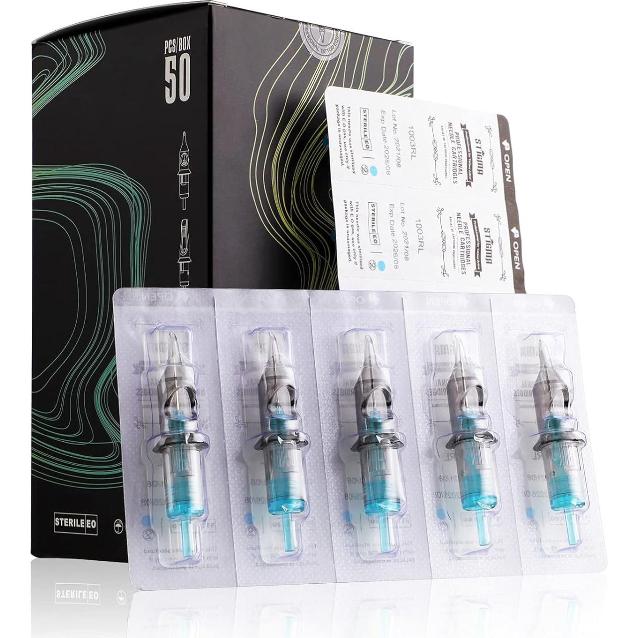 Agujas de Tatuaje Cartuchos STIGMA 50pcs Acuamarina 0.3mm