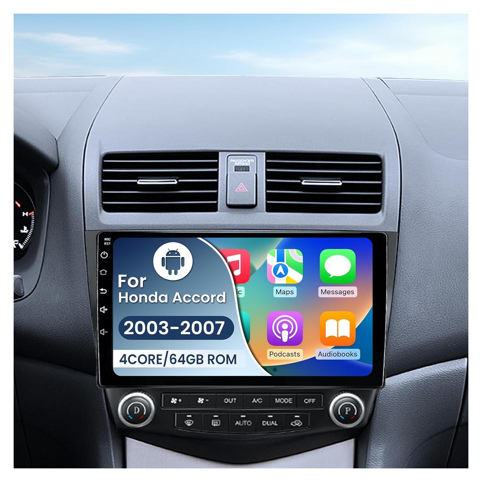 Estéreo Android 12 4-Core 64GB para Honda Accord 2003-2007