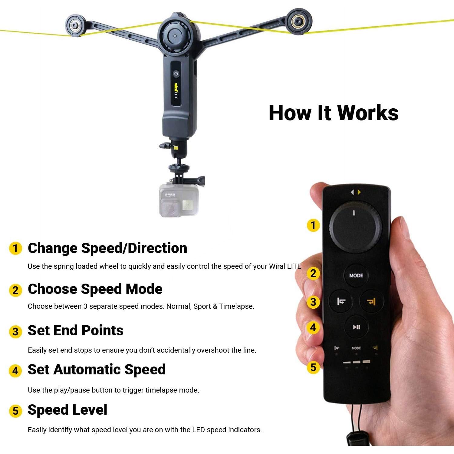 Cable Cam Wiral LITE con Control Remoto y Estuche - 50m