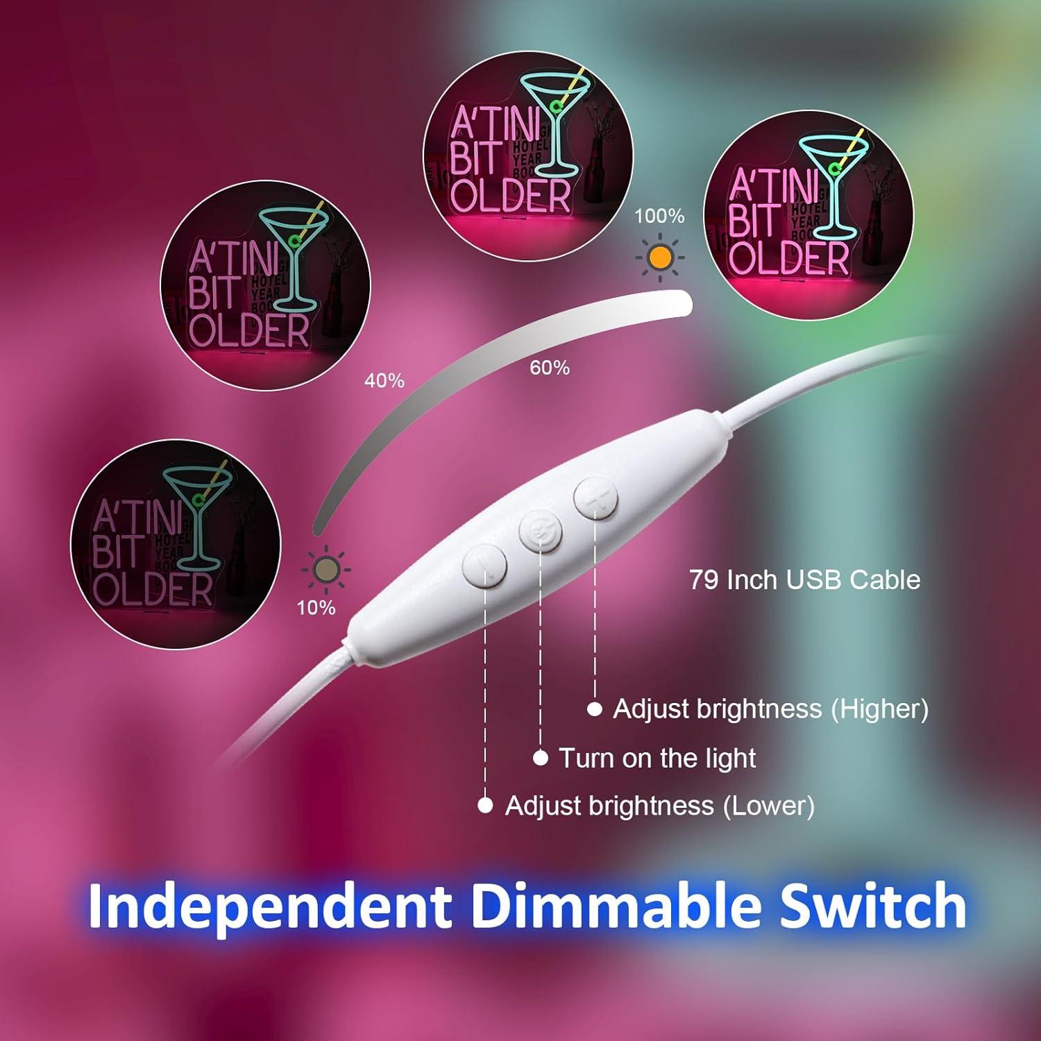 Letrero de Neón Regulable DREAMFORT Martini 35x38cm USB