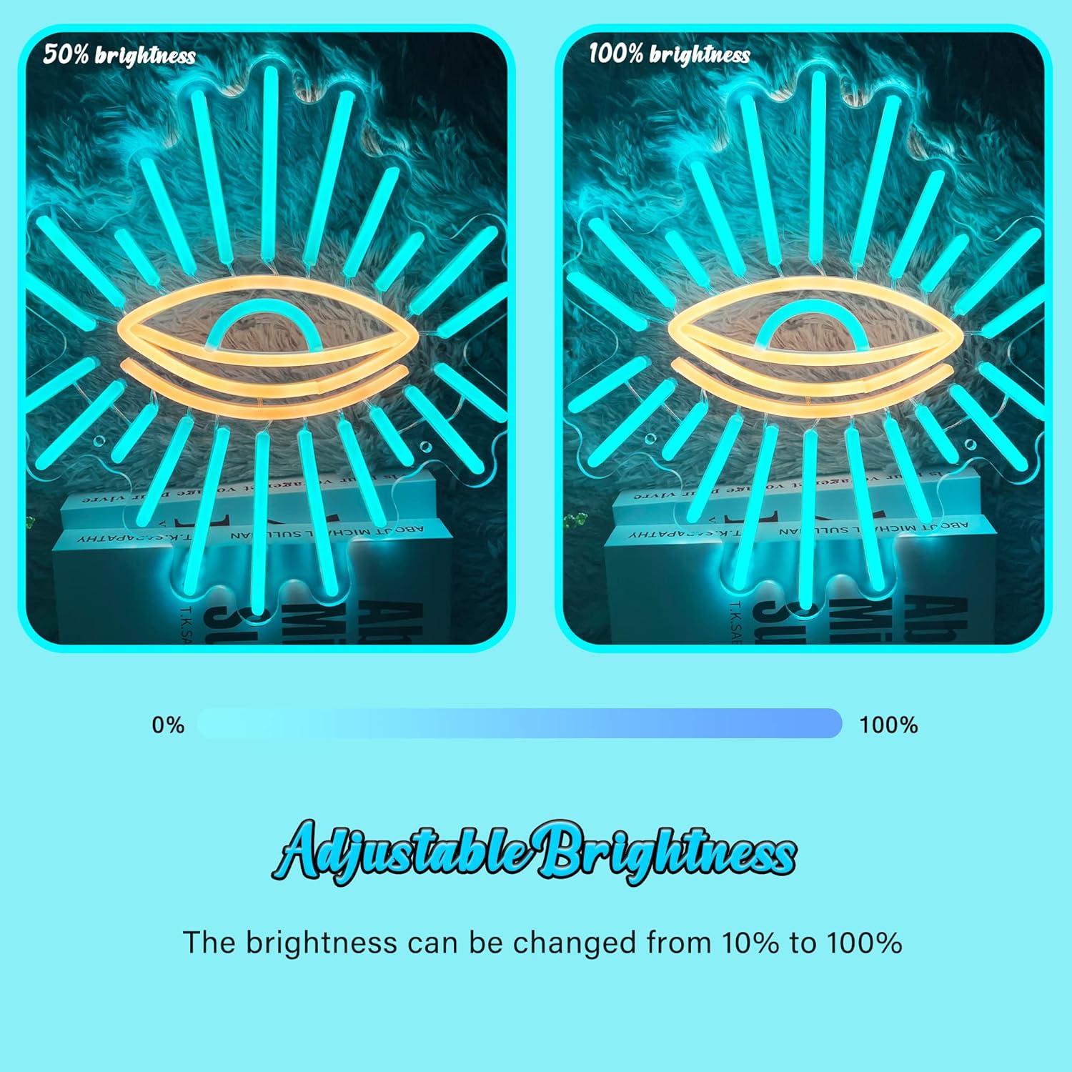 Cartel de Neón LED Ojo Malvado Abooly 33x30 cm Azul