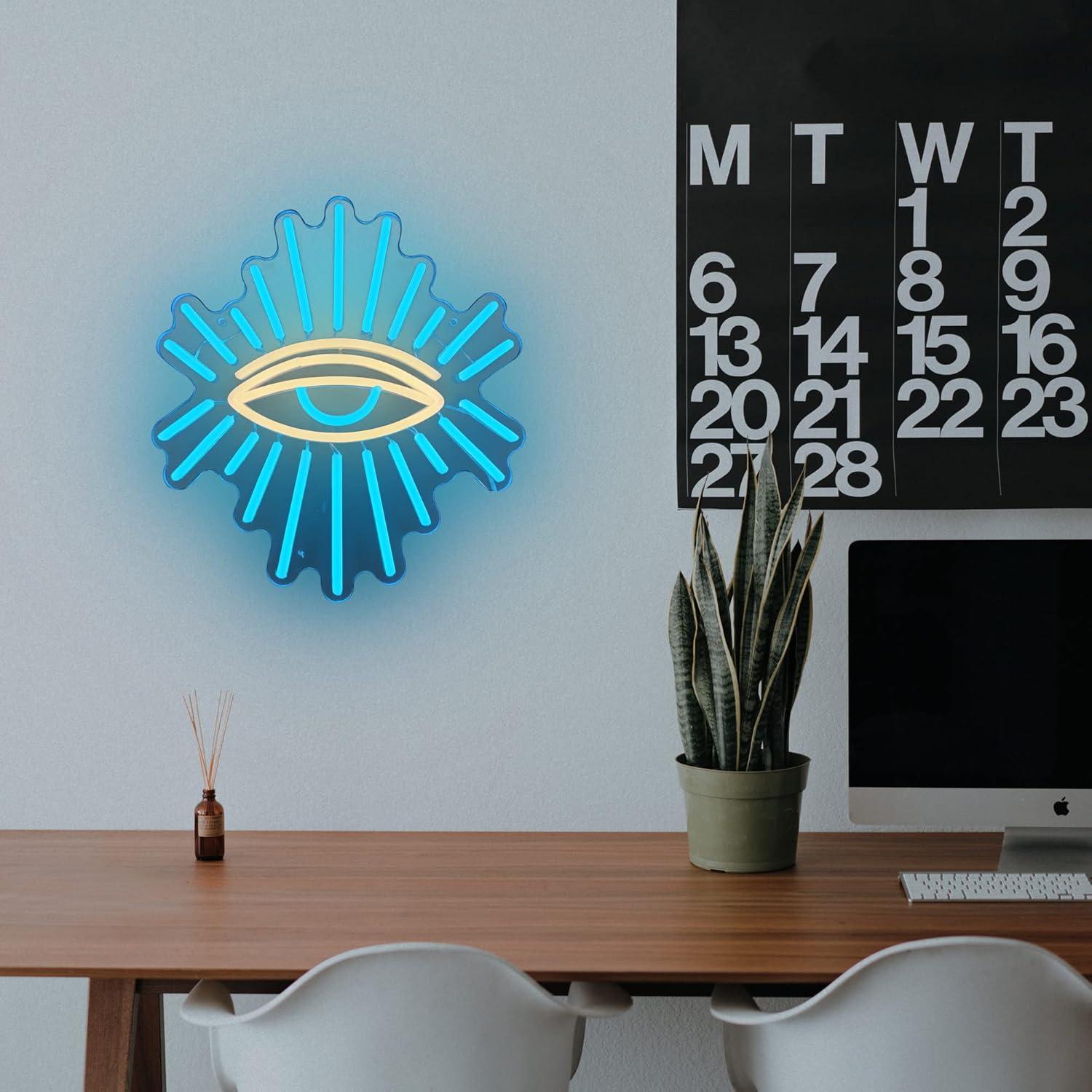 Cartel de Neón LED Ojo Malvado Abooly 33x30 cm Azul