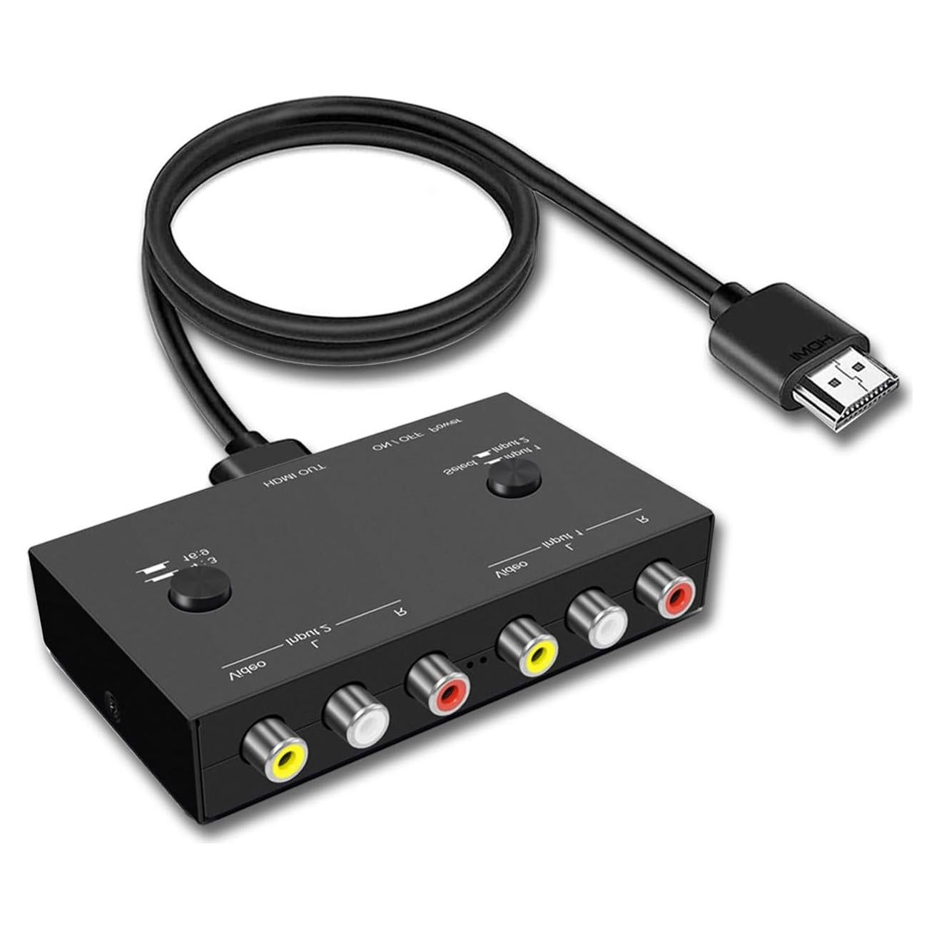 Convertidor AV a HDMI LVY 2 Puertos RCA 1080p Plug and Play