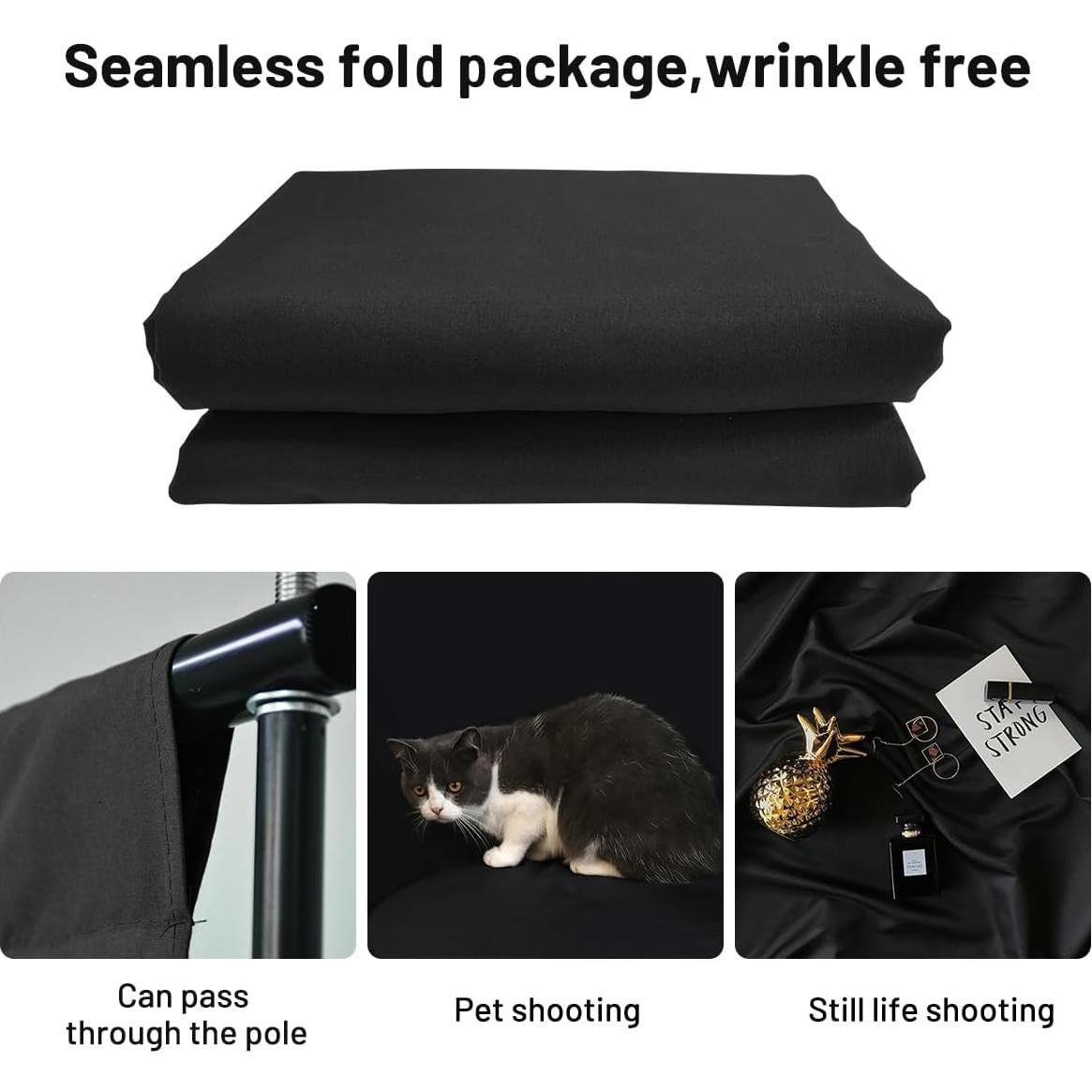 Fondo de Fotografía Negro 2.13x3.05m Doble Cara DUYIKJ