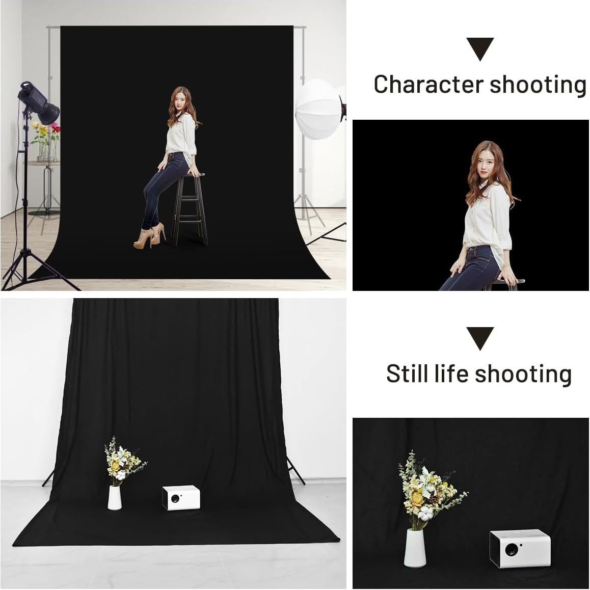 Fondo de Fotografía Negro 2.13x3.05m Doble Cara DUYIKJ